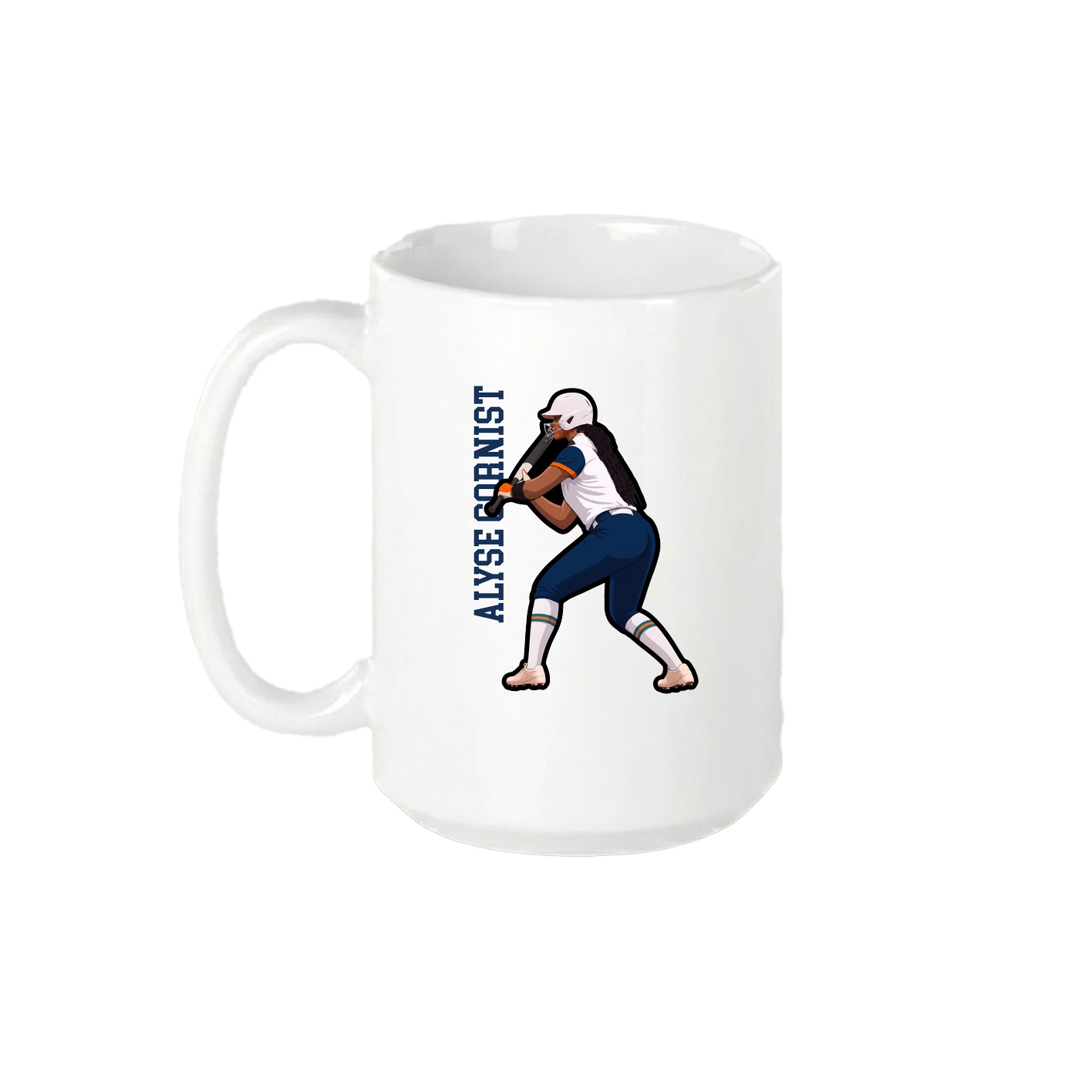 15oz Coffee Mug — Name Vertical in White