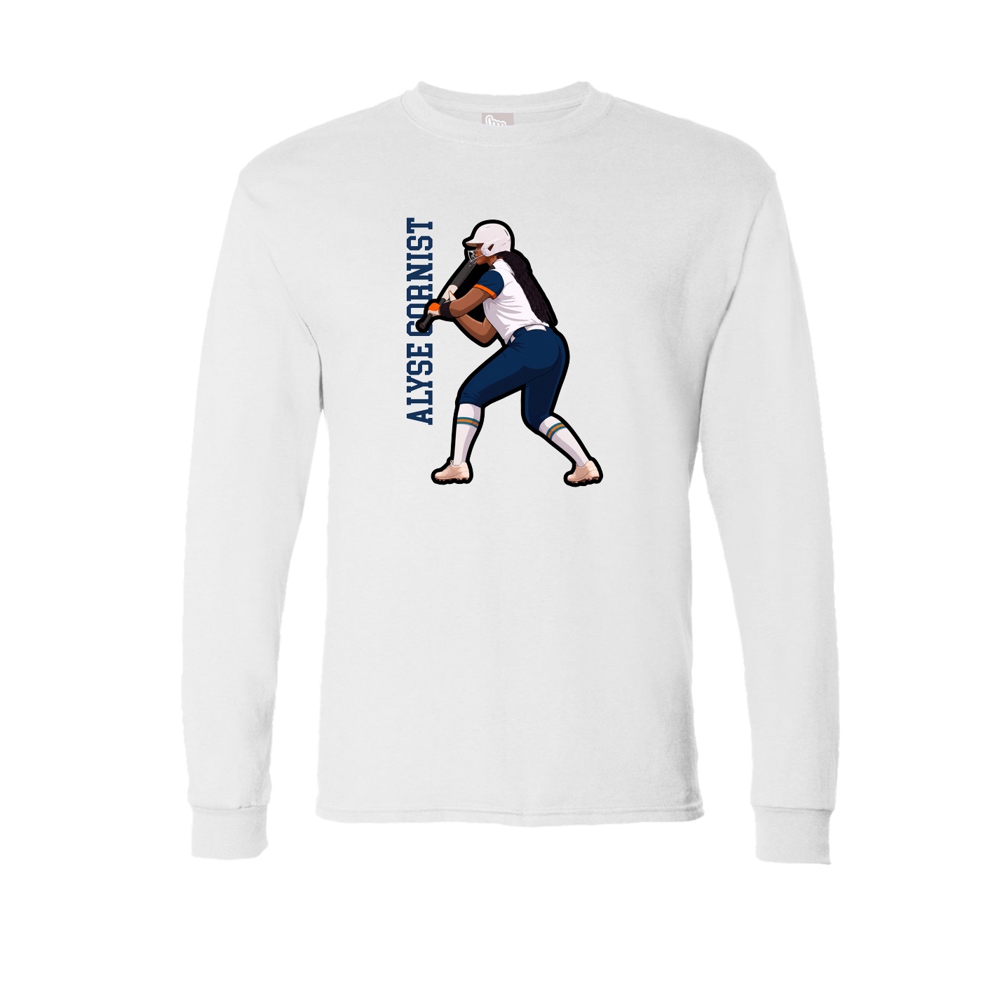 Long Sleeve Tee — Name Vertical in White