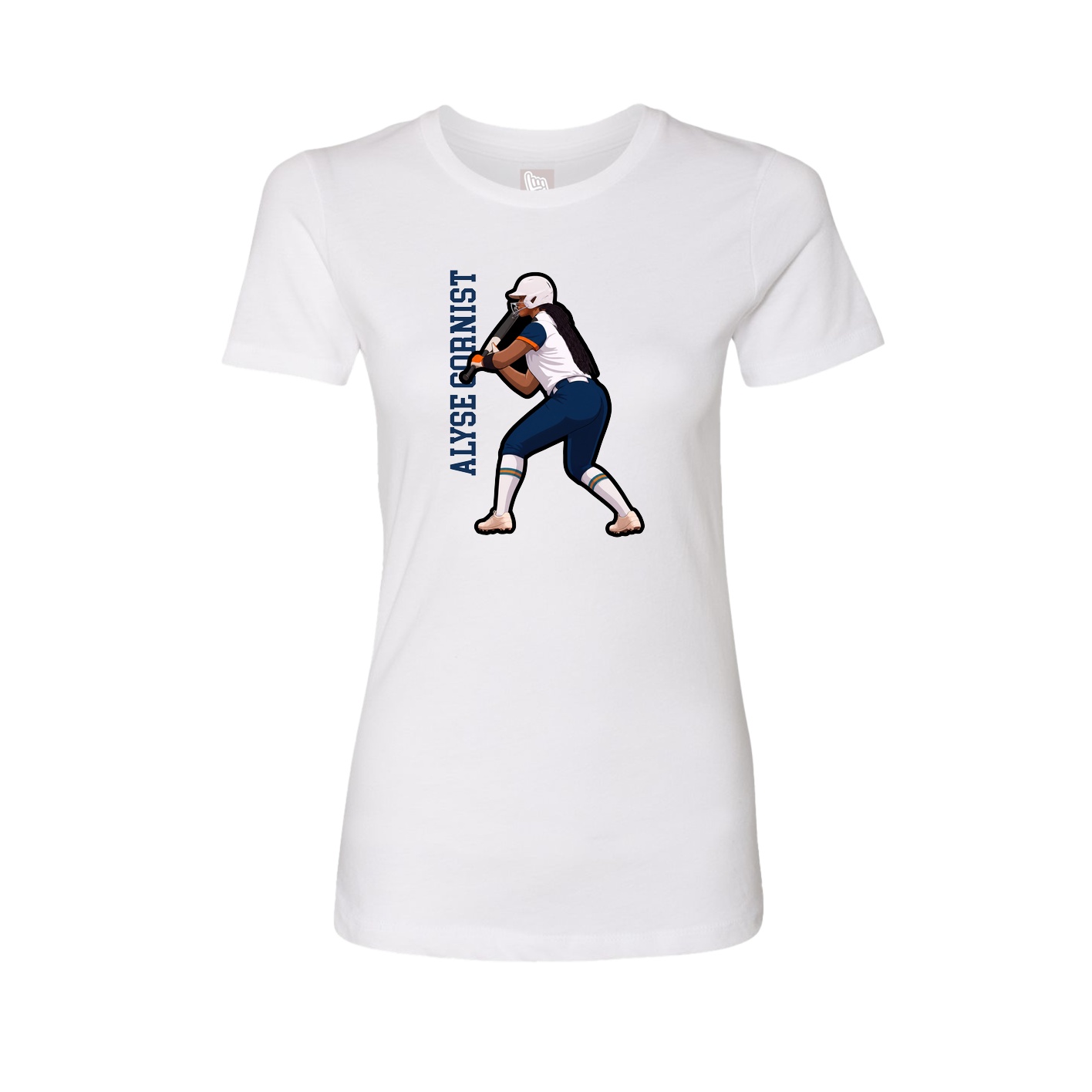 Fitted Women's Tee — Name Vertical in White