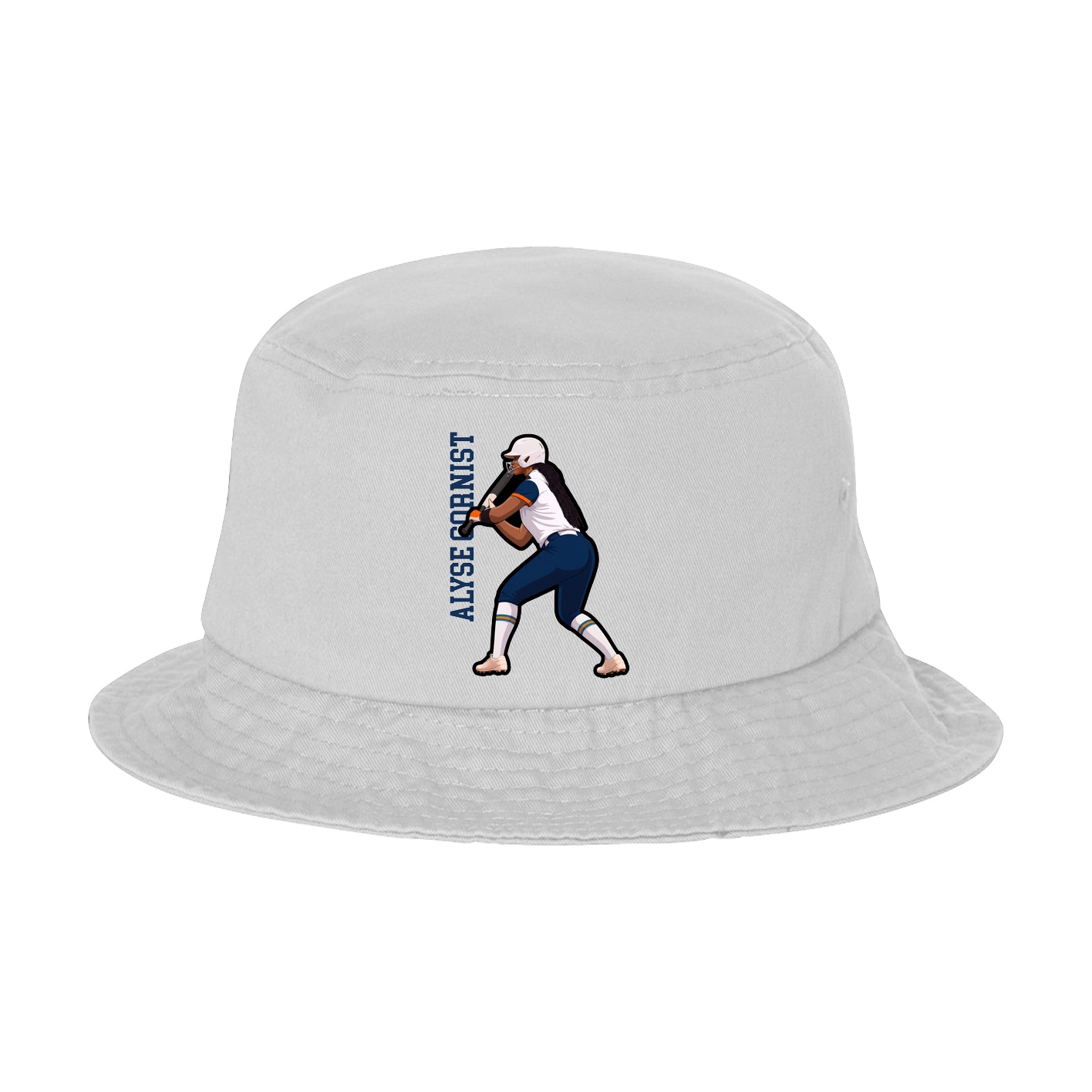 Bucket Cap — Name Vertical in White