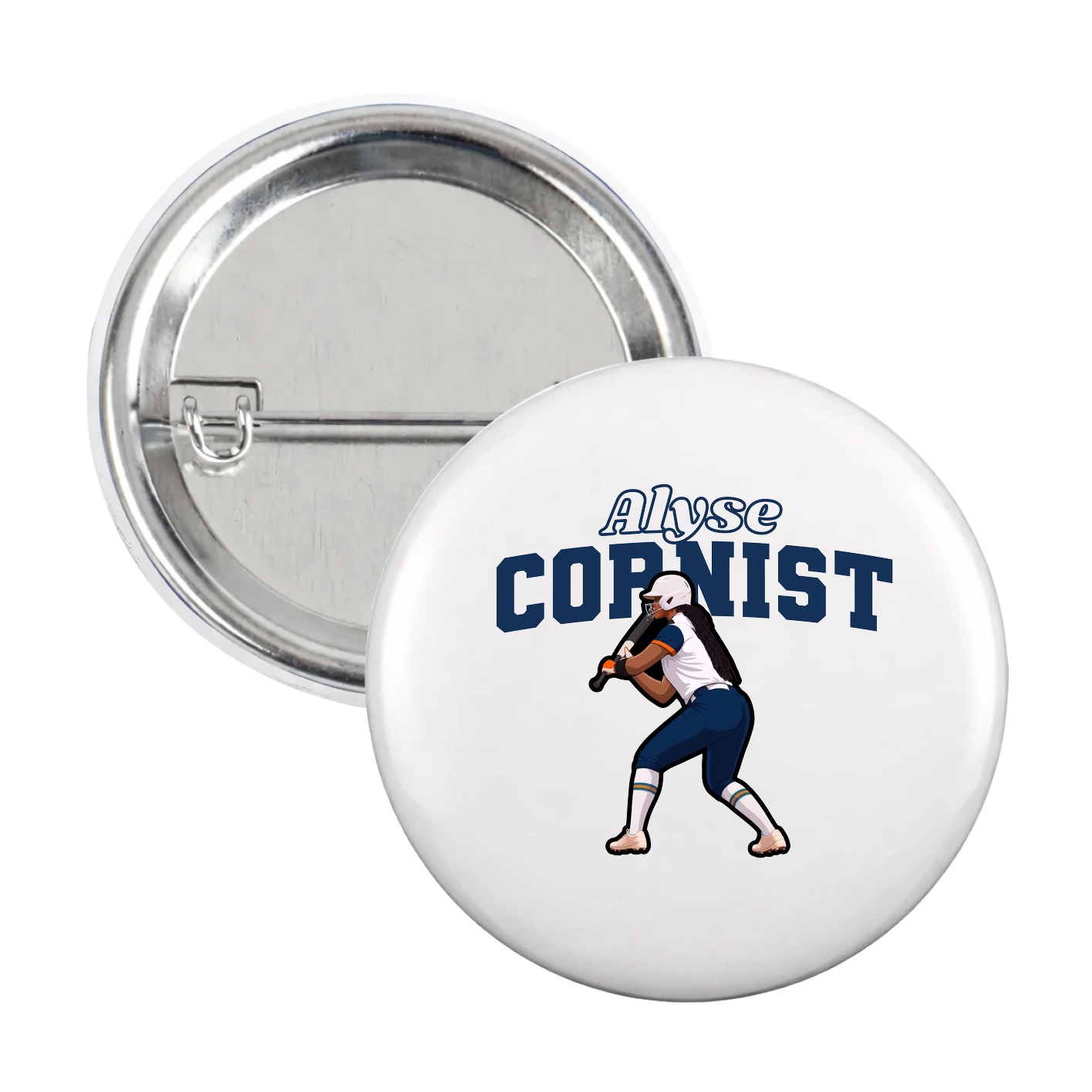 Game Day Button — Name Arch in White