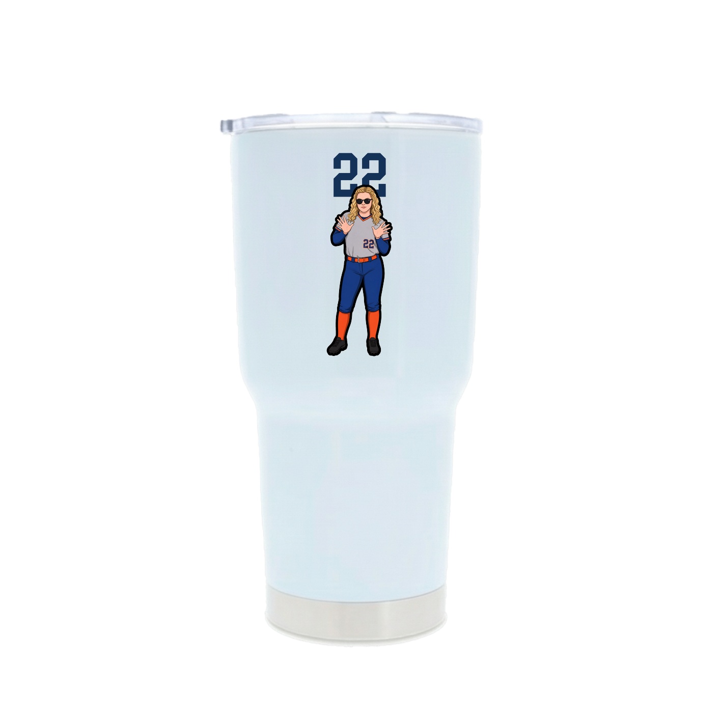 30oz Stainless Steel Tumbler — Number Top in White