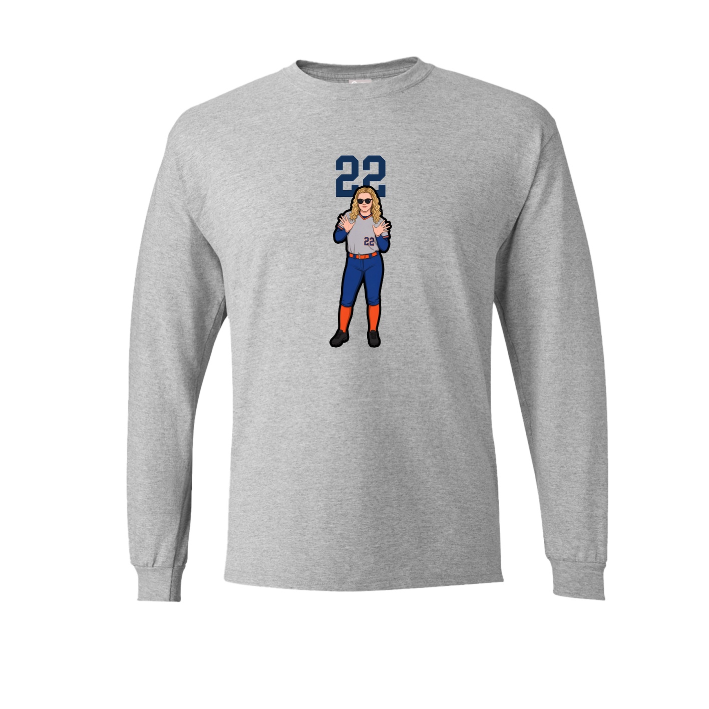 Long Sleeve Tee — Number Top in Grey