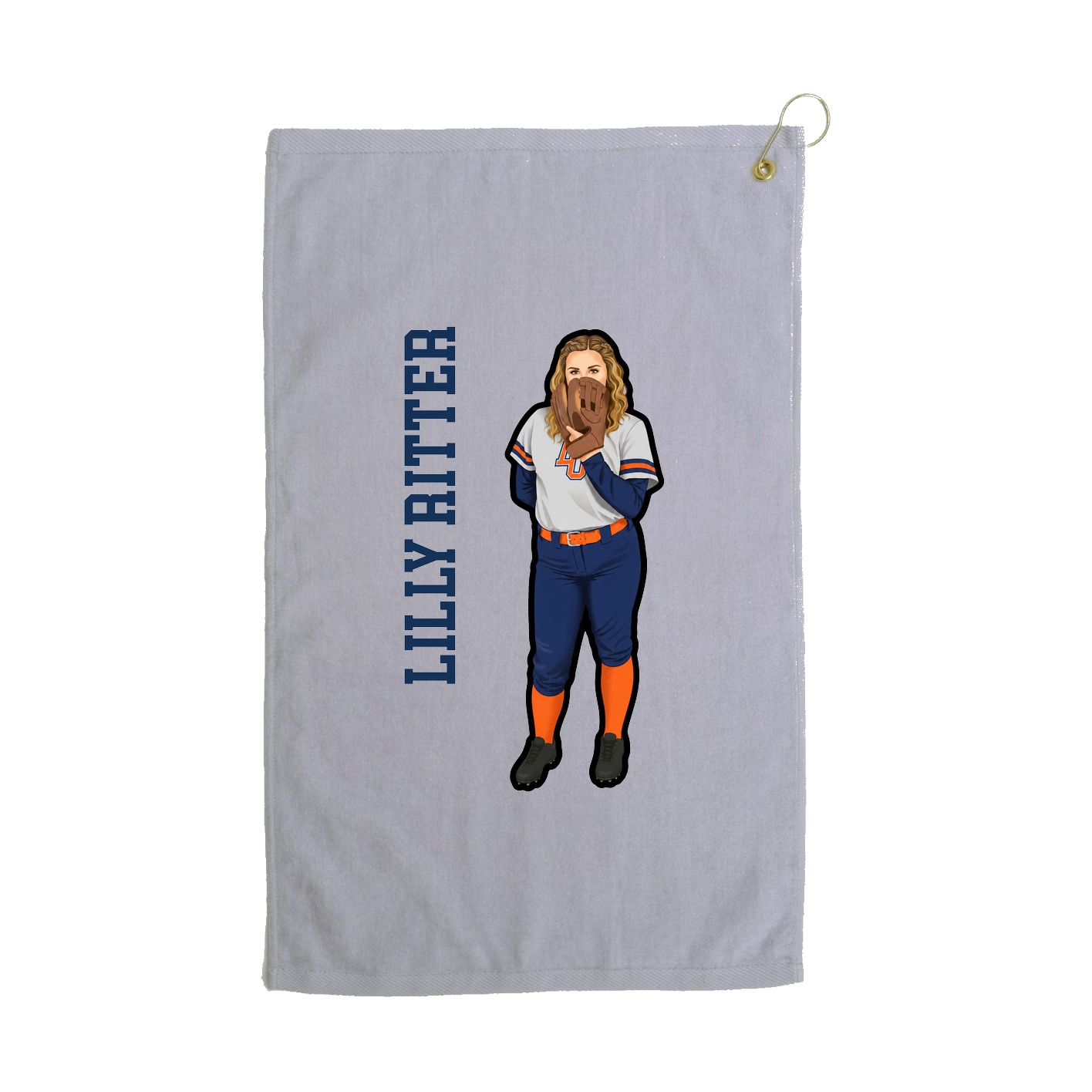 Golf Towel — Name Vertical in Grey