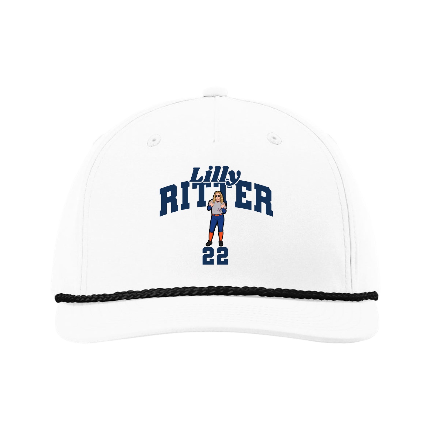 Five-Panel Classic Rope Cap — Signature Arch in White