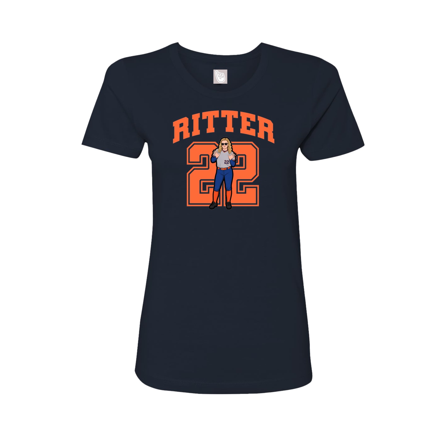 Fitted Women's Tee — Number in Navy