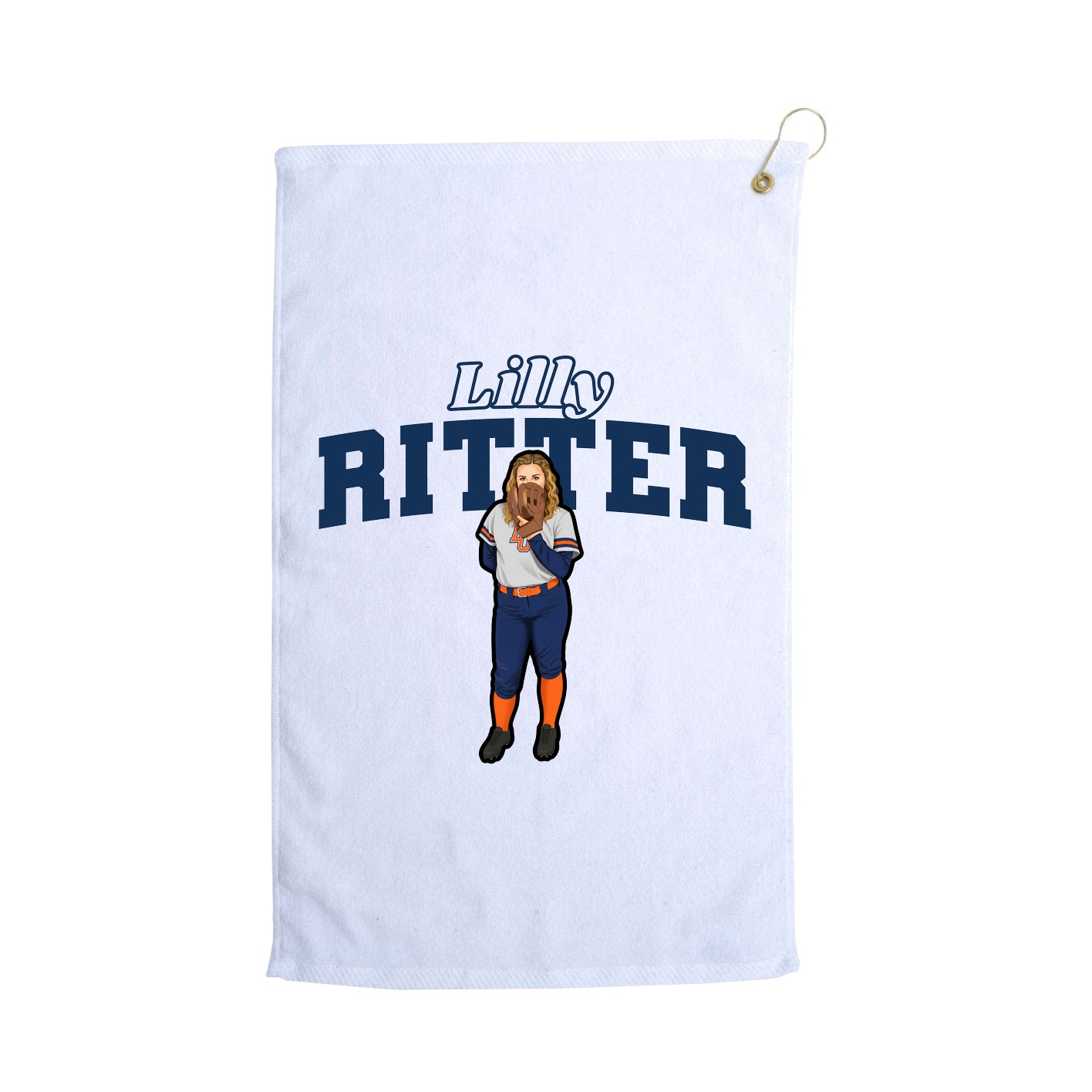 Golf Towel — Name Arch in White