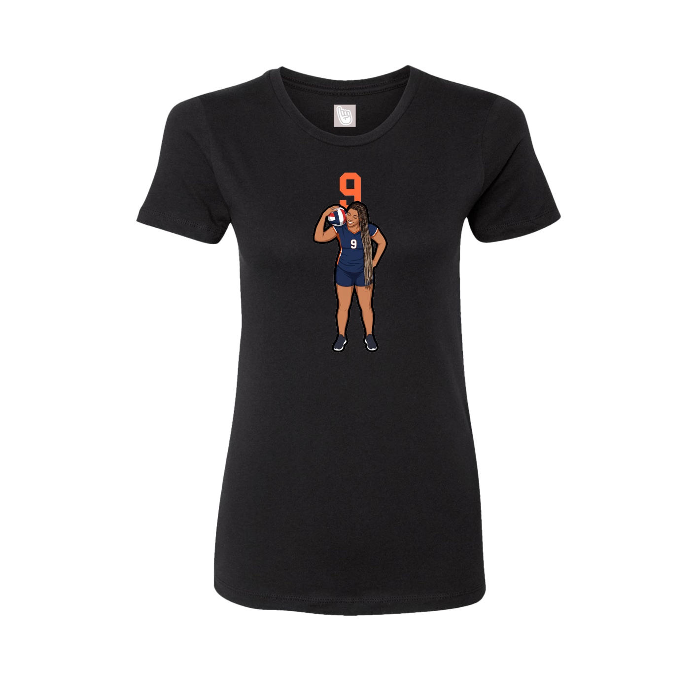 Fitted Women's Tee — Number Top in Black