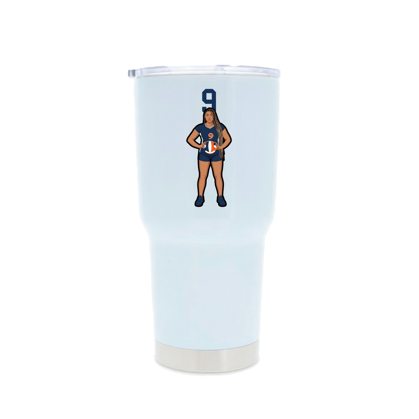 30oz Stainless Steel Tumbler — Number Top in White