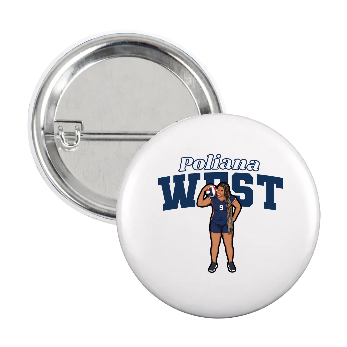 Game Day Button — Name Arch in White