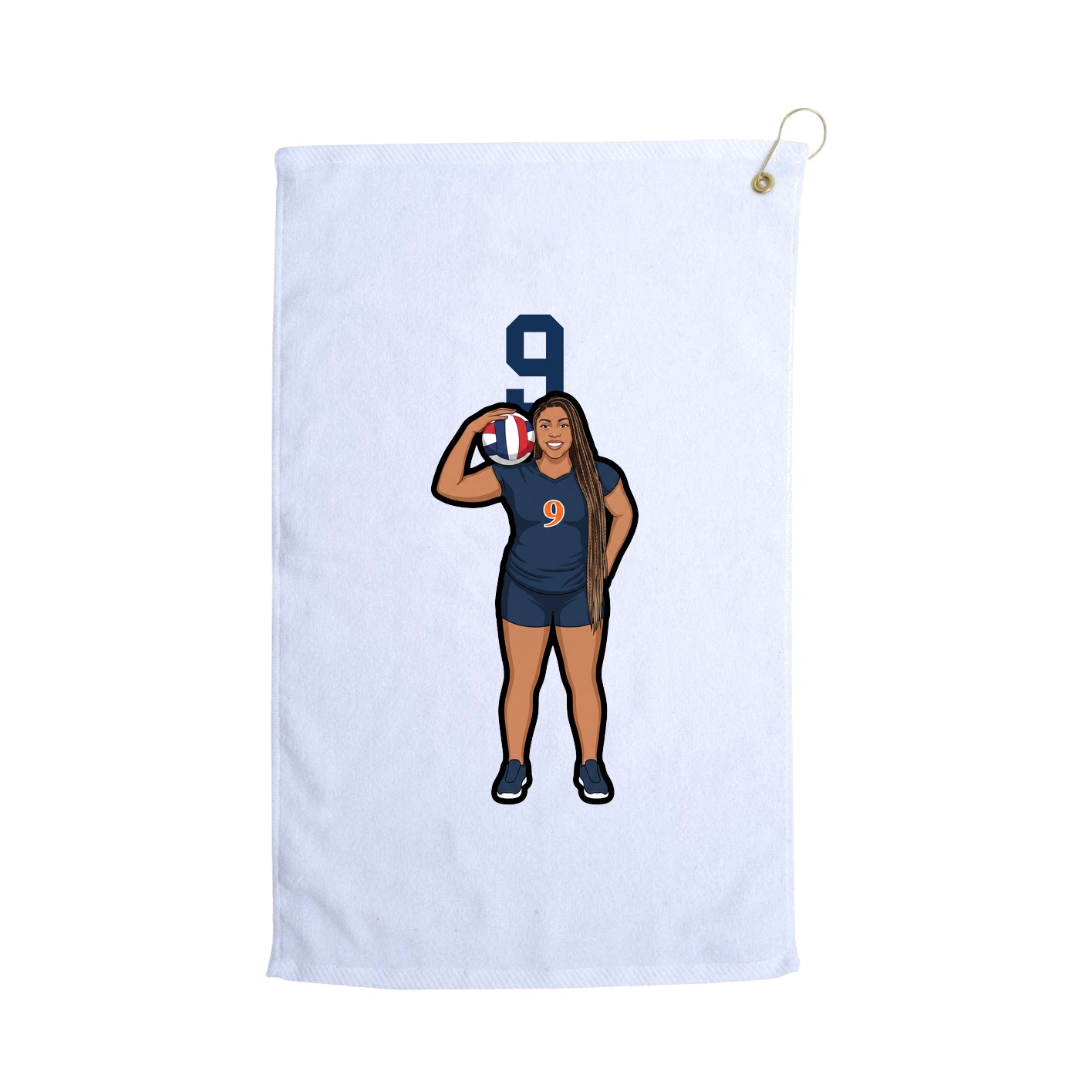 Golf Towel — Number Top in White