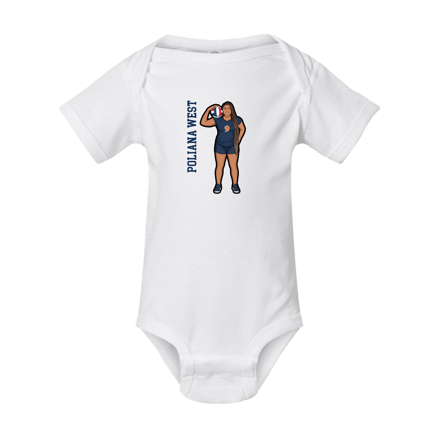 Baby Onesie — Name Vertical in White