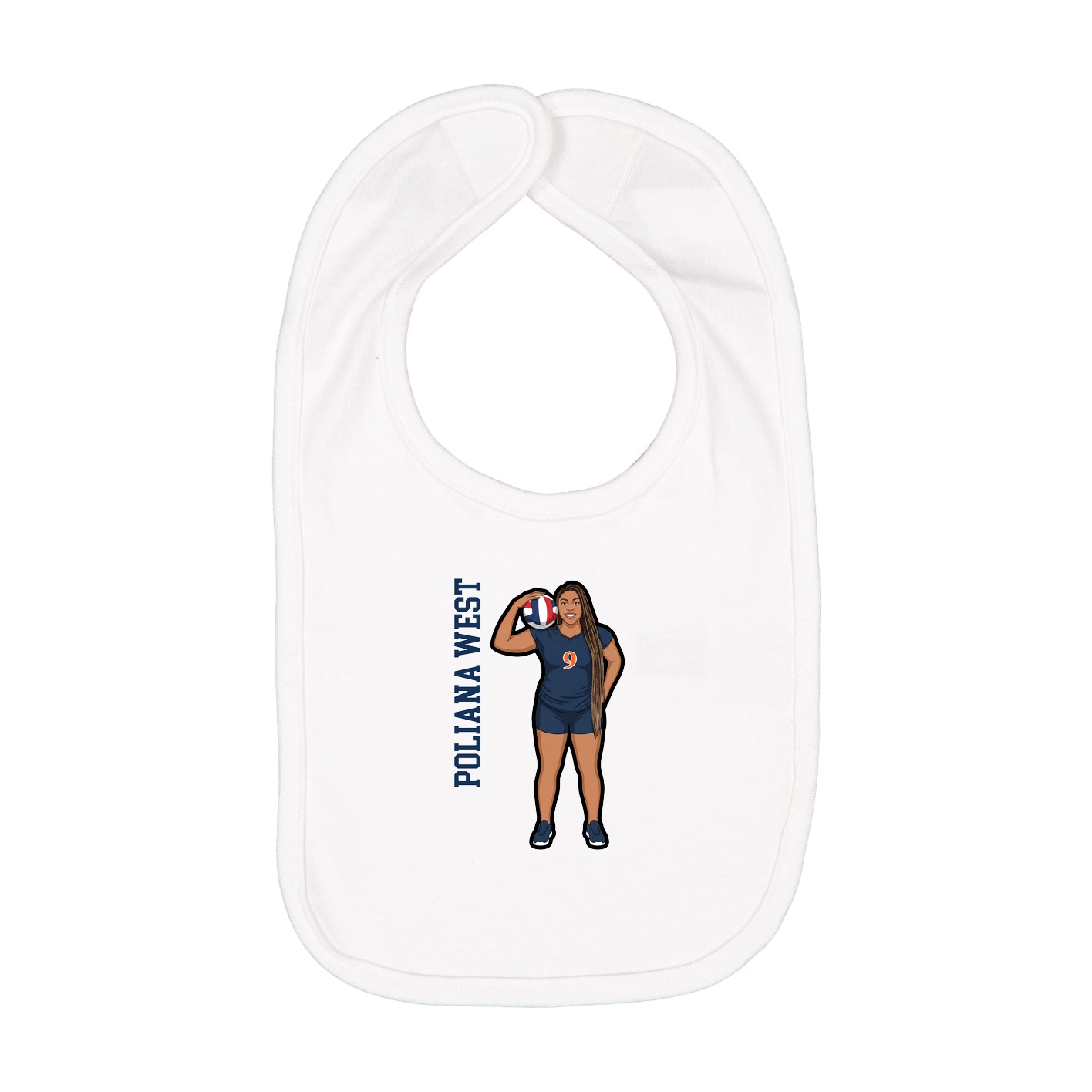 Infant Bib — Name Vertical in White