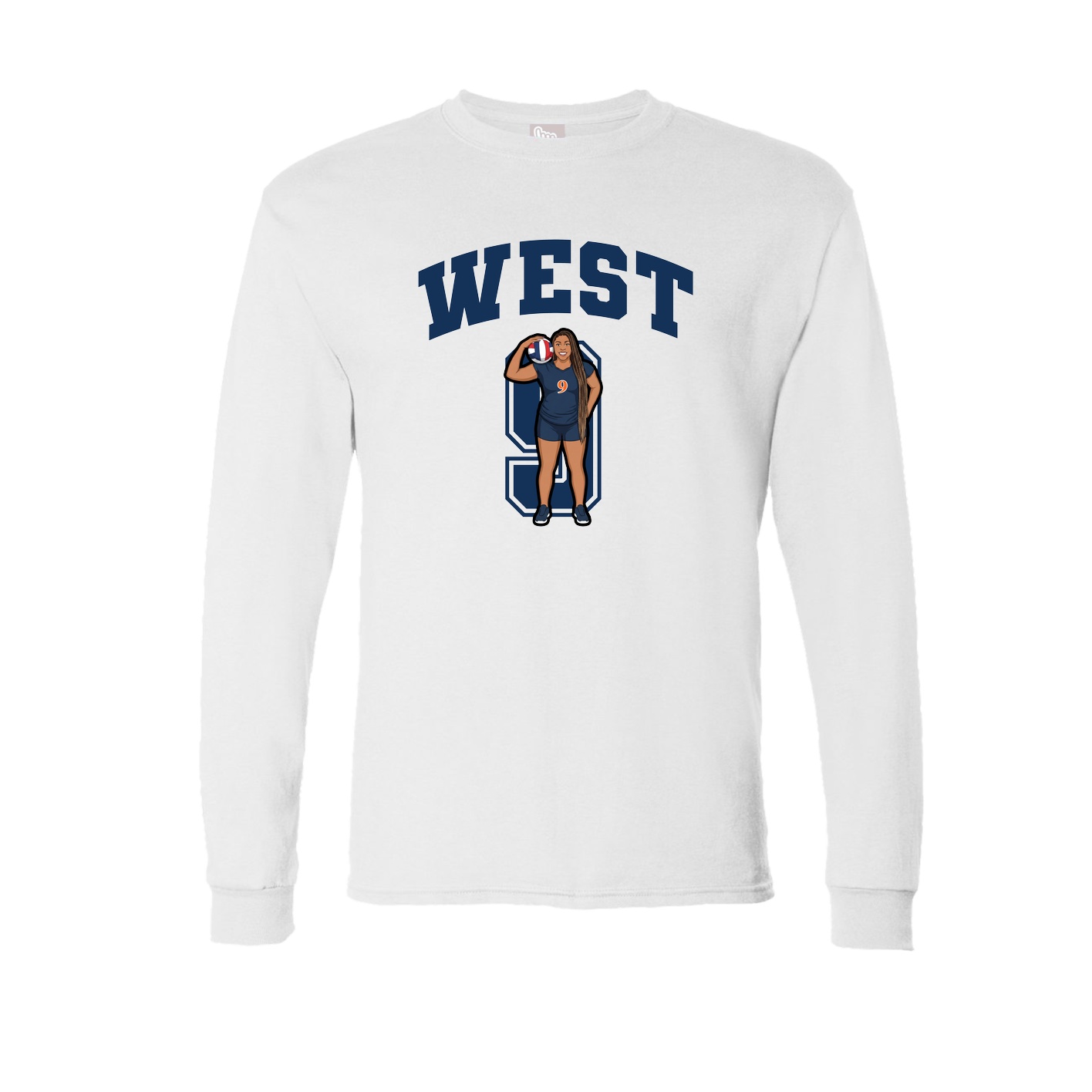 Long Sleeve Tee — Number in White