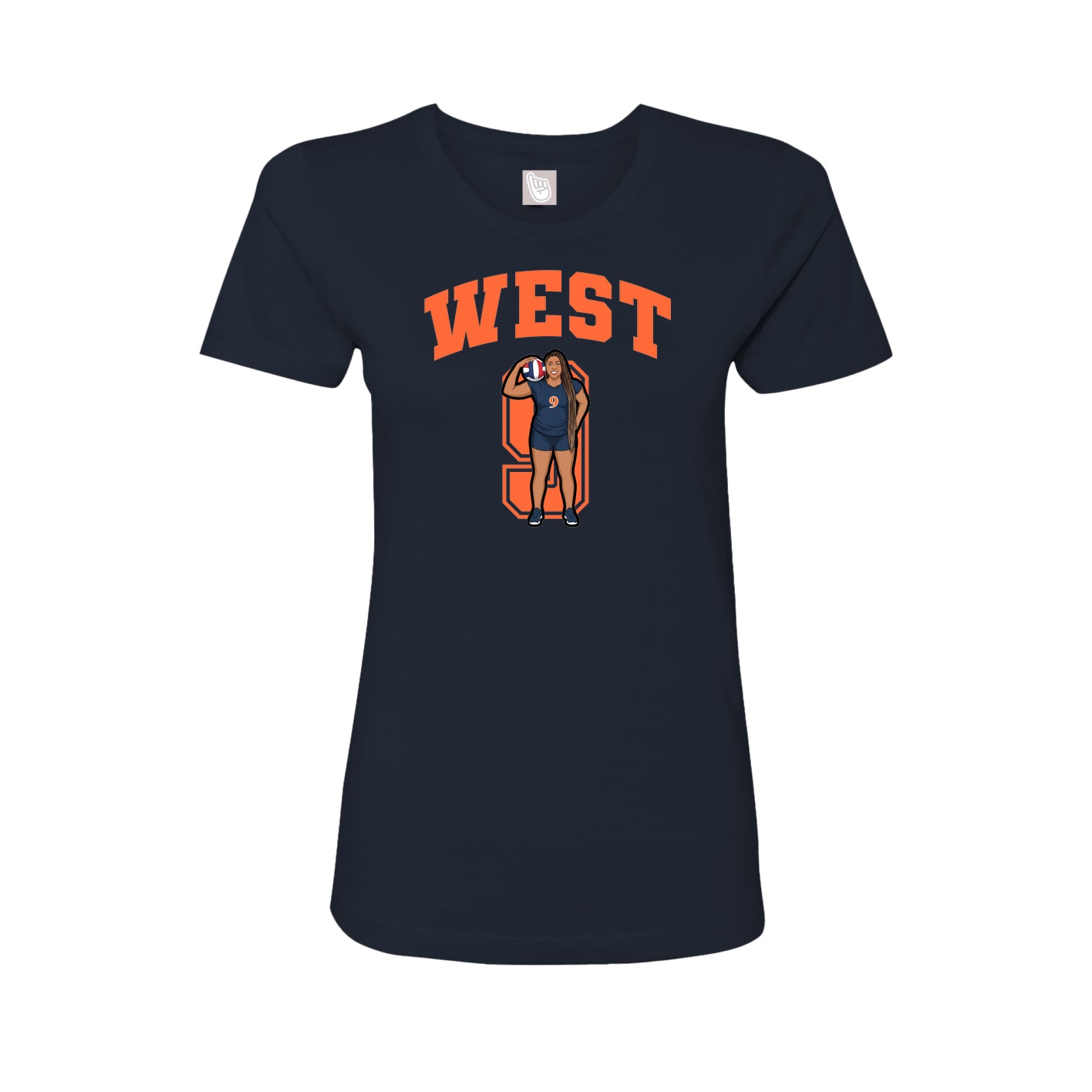 Fitted Women's Tee — Number in Navy