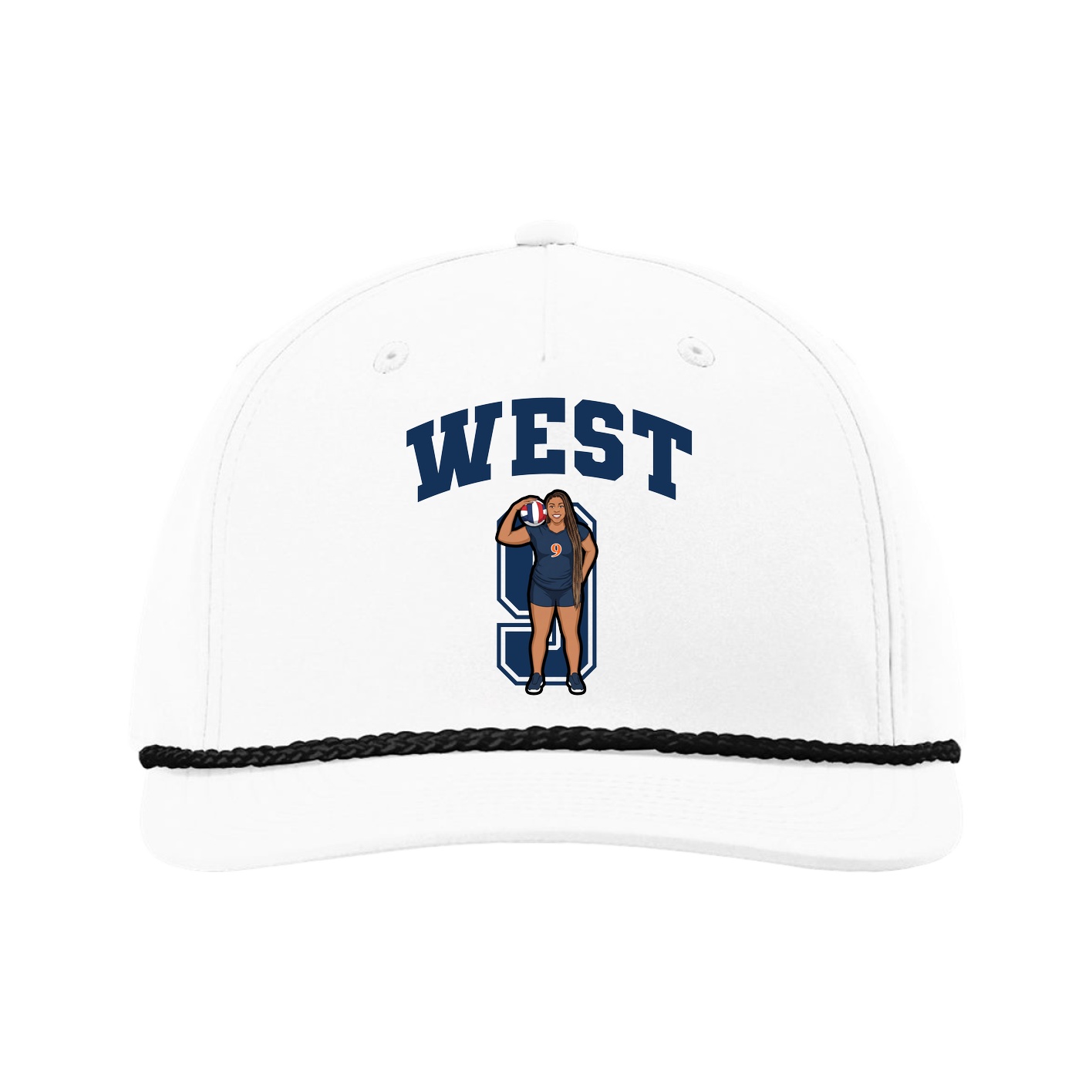 Five-Panel Classic Rope Cap — Number in White