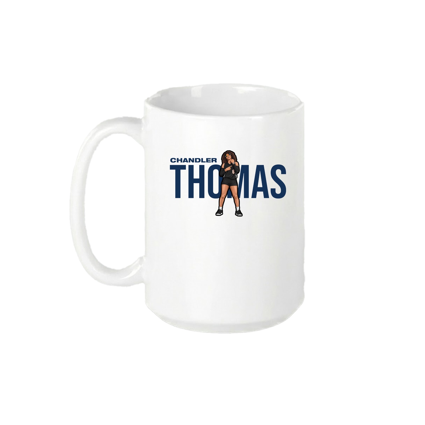 15oz Coffee Mug — Player Name in White
