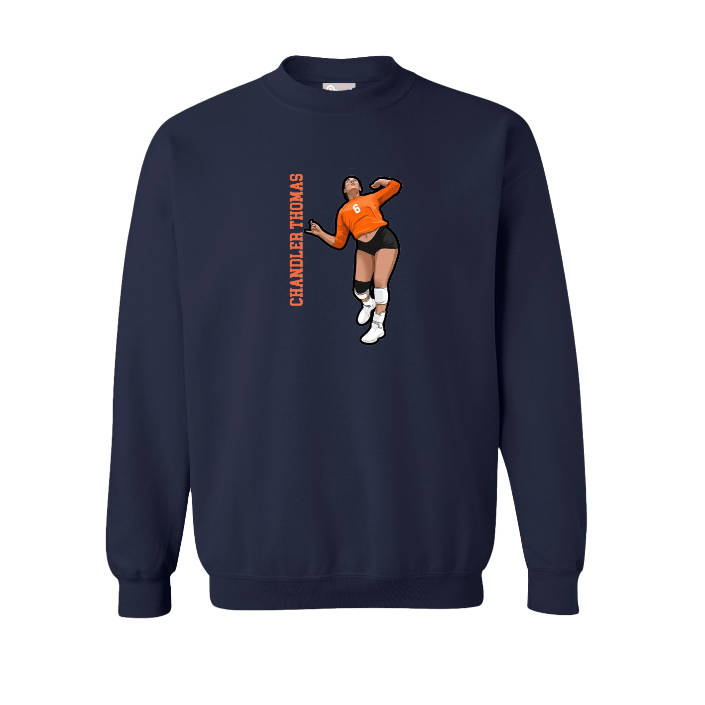 Fleece Crew — Name Vertical in Navy