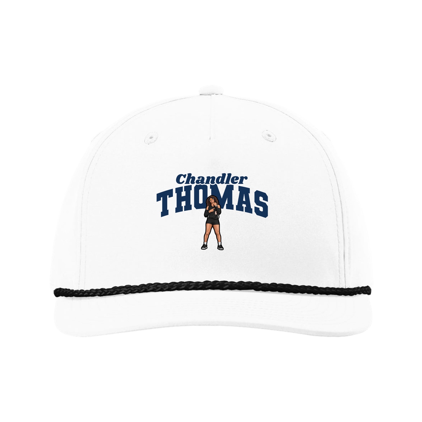 Five-Panel Classic Rope Cap — Signature Arch in White