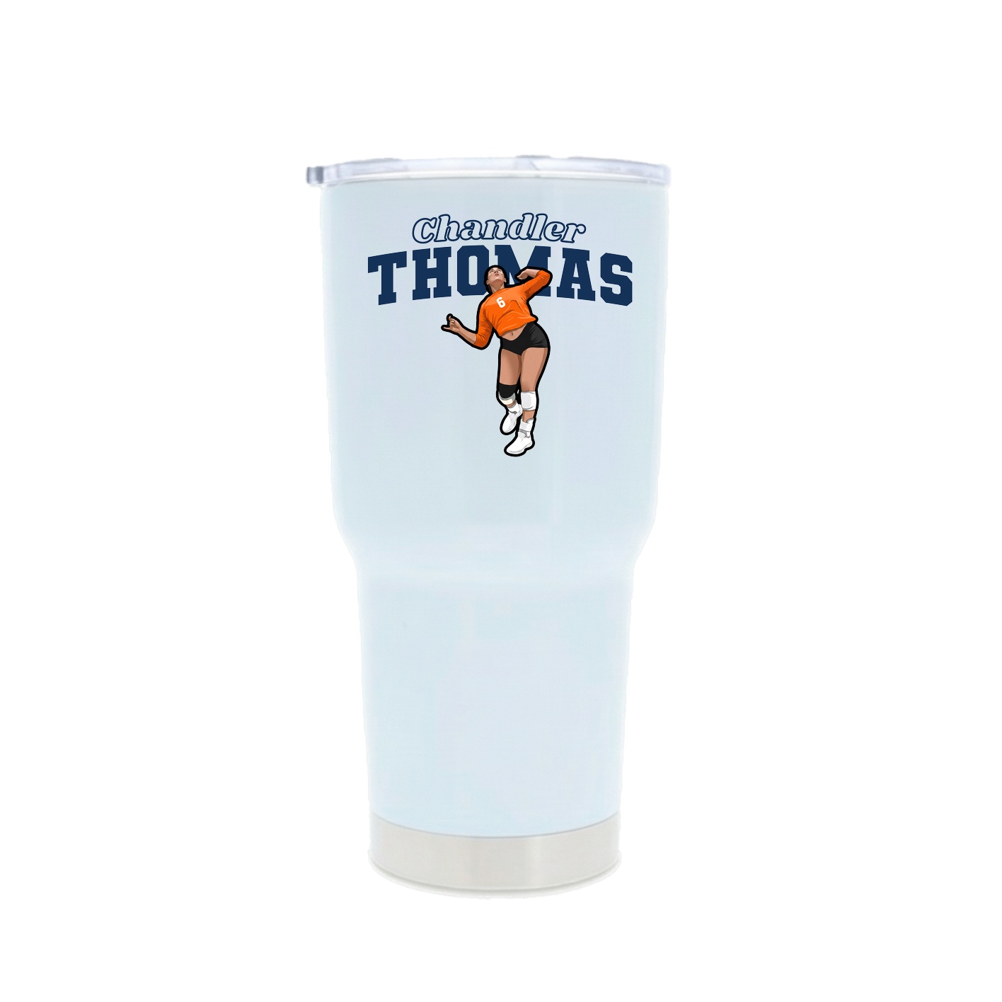 30oz Stainless Steel Tumbler — Name Arch in White