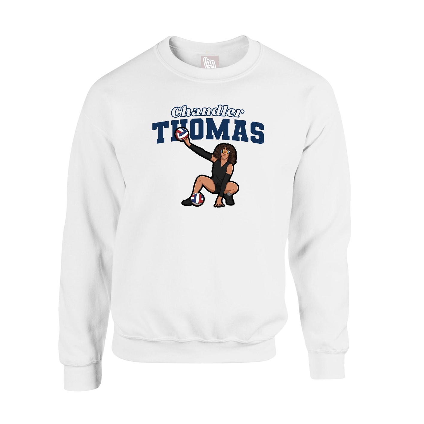 Fleece Crew — Name Arch in White