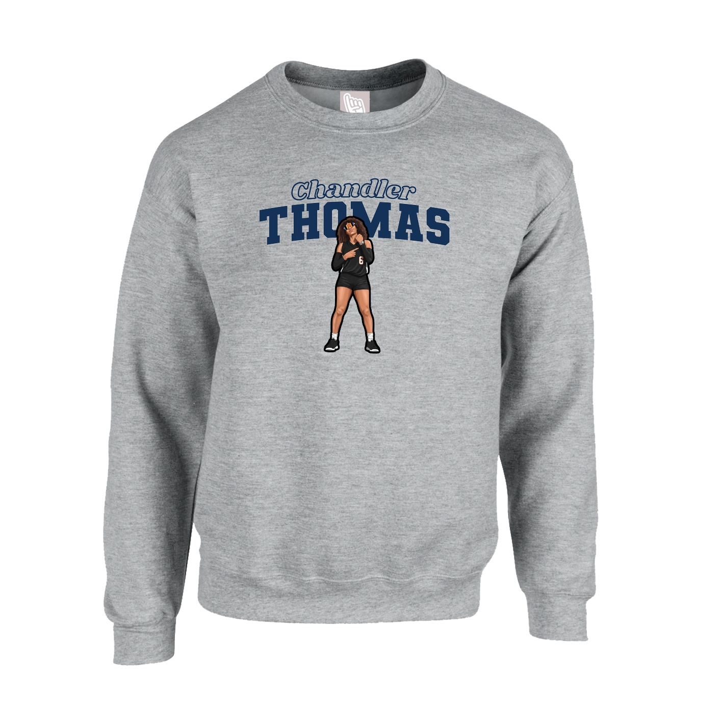 Fleece Crew — Name Arch in Grey