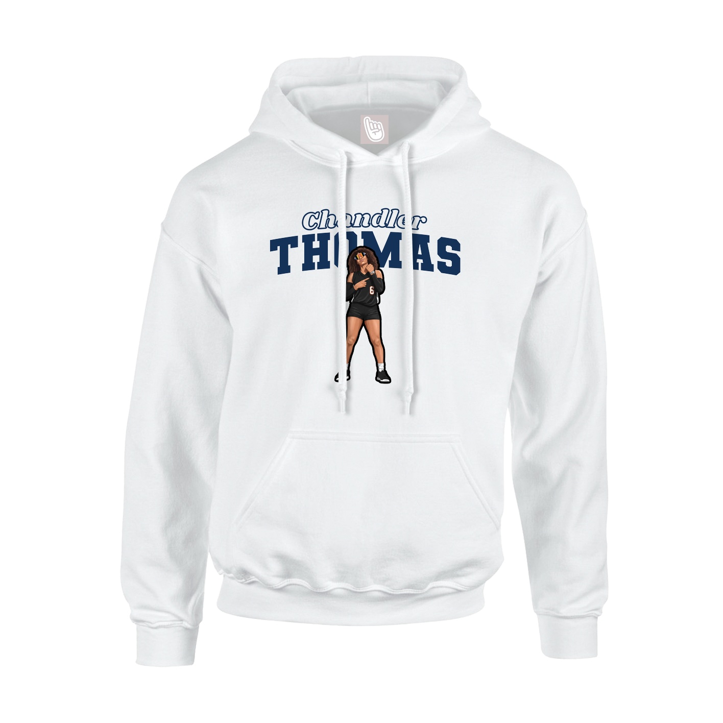 Youth Hoodie — Name Arch in White