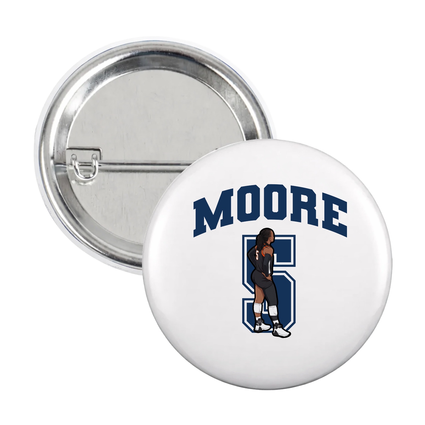 Game Day Button — Number in White