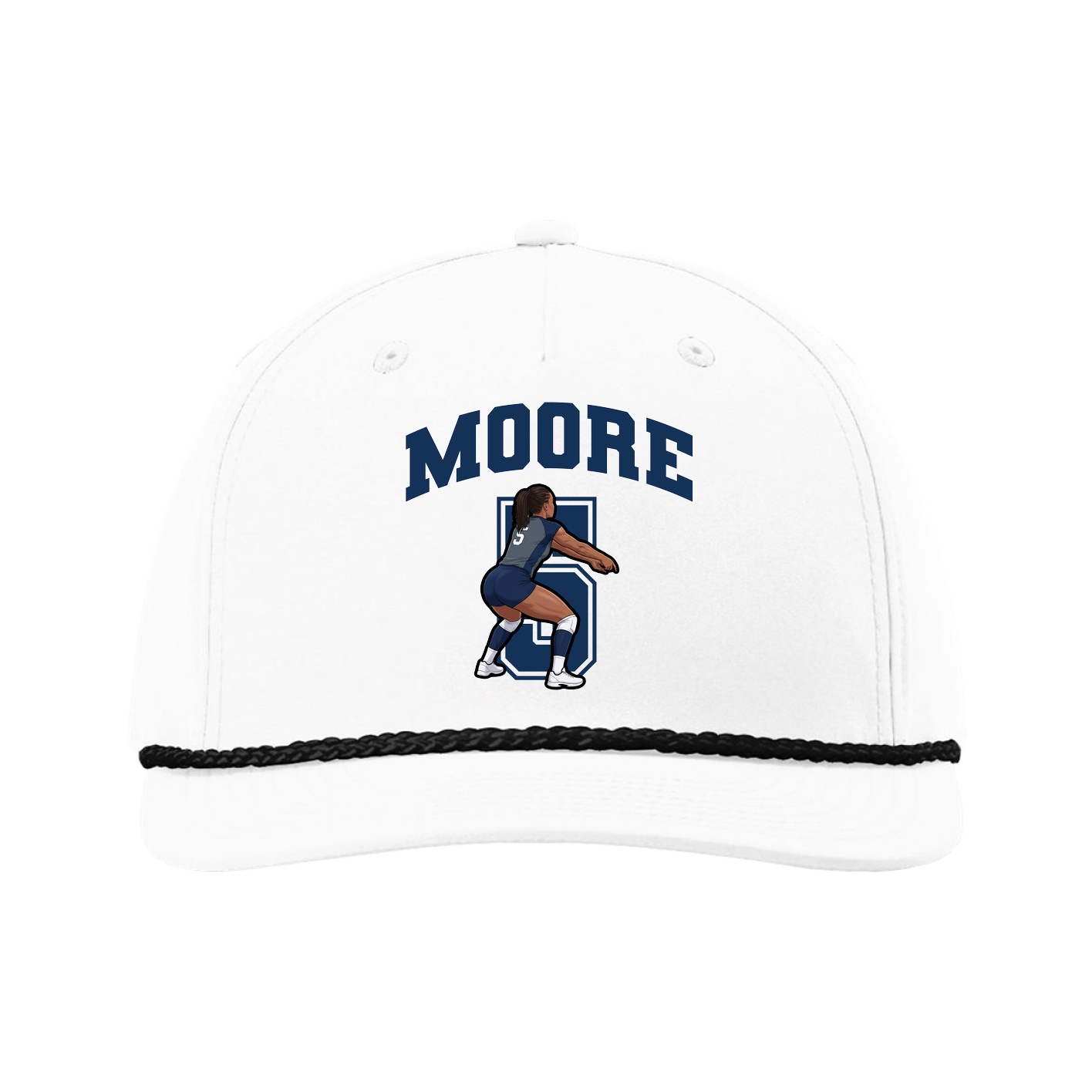 Five-Panel Classic Rope Cap — Number in White