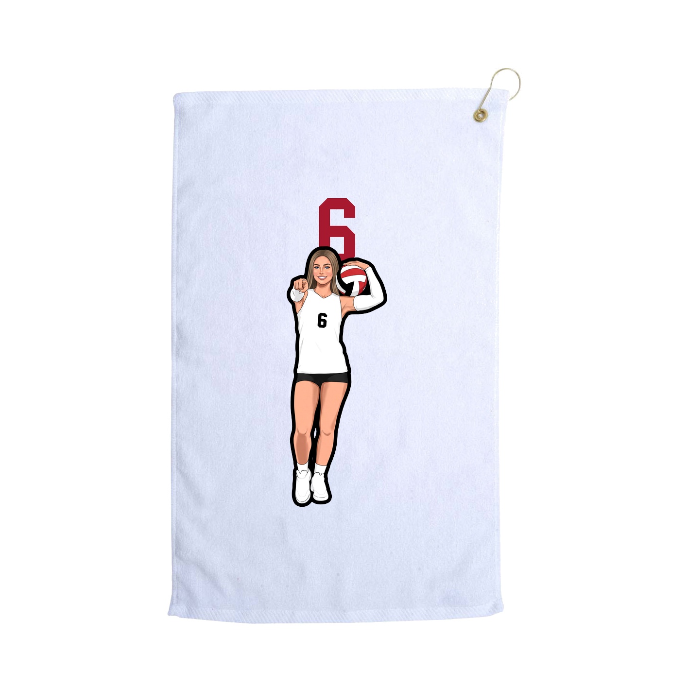 Golf Towel — Number Top in White