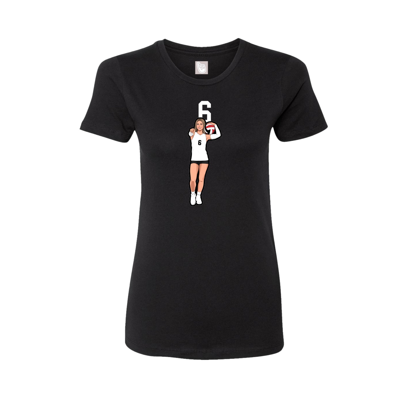 Fitted Women's Tee — Number Top in Black