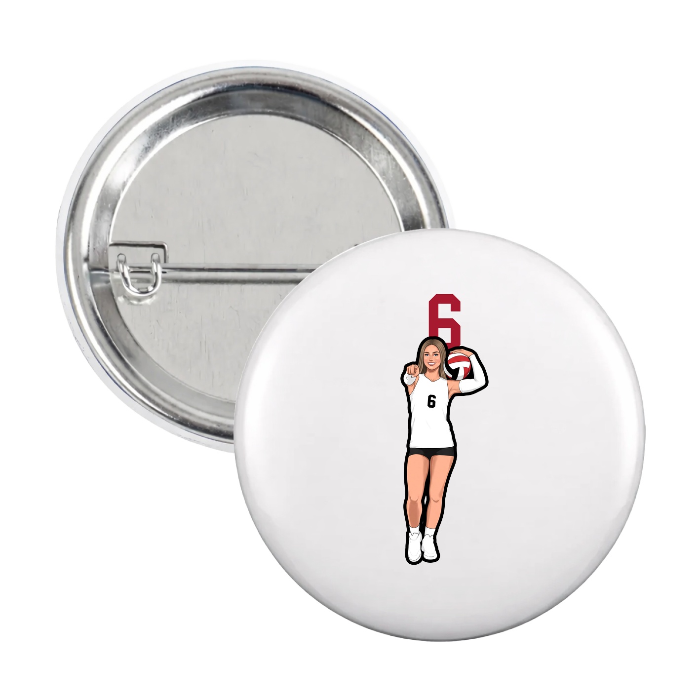 Game Day Button — Number Top in White