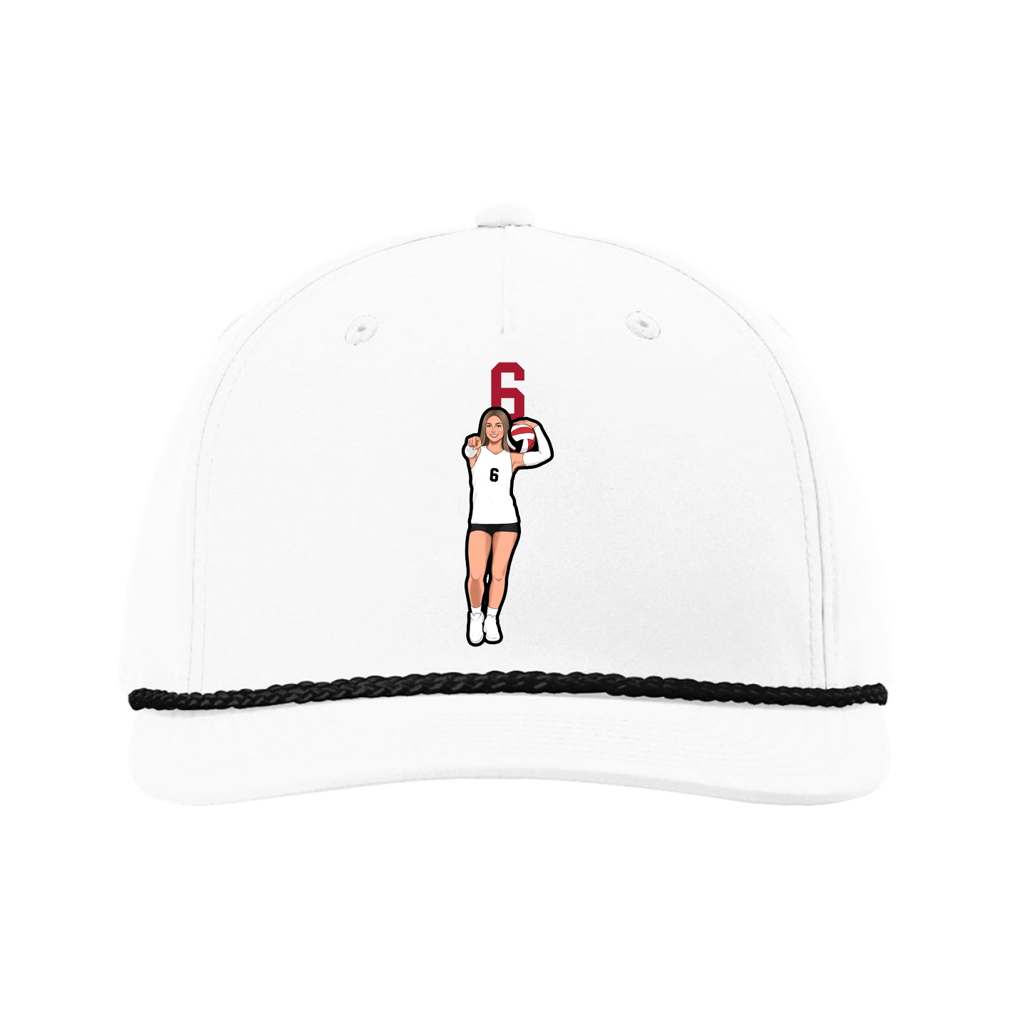 Five-Panel Classic Rope Cap — Number Top in White