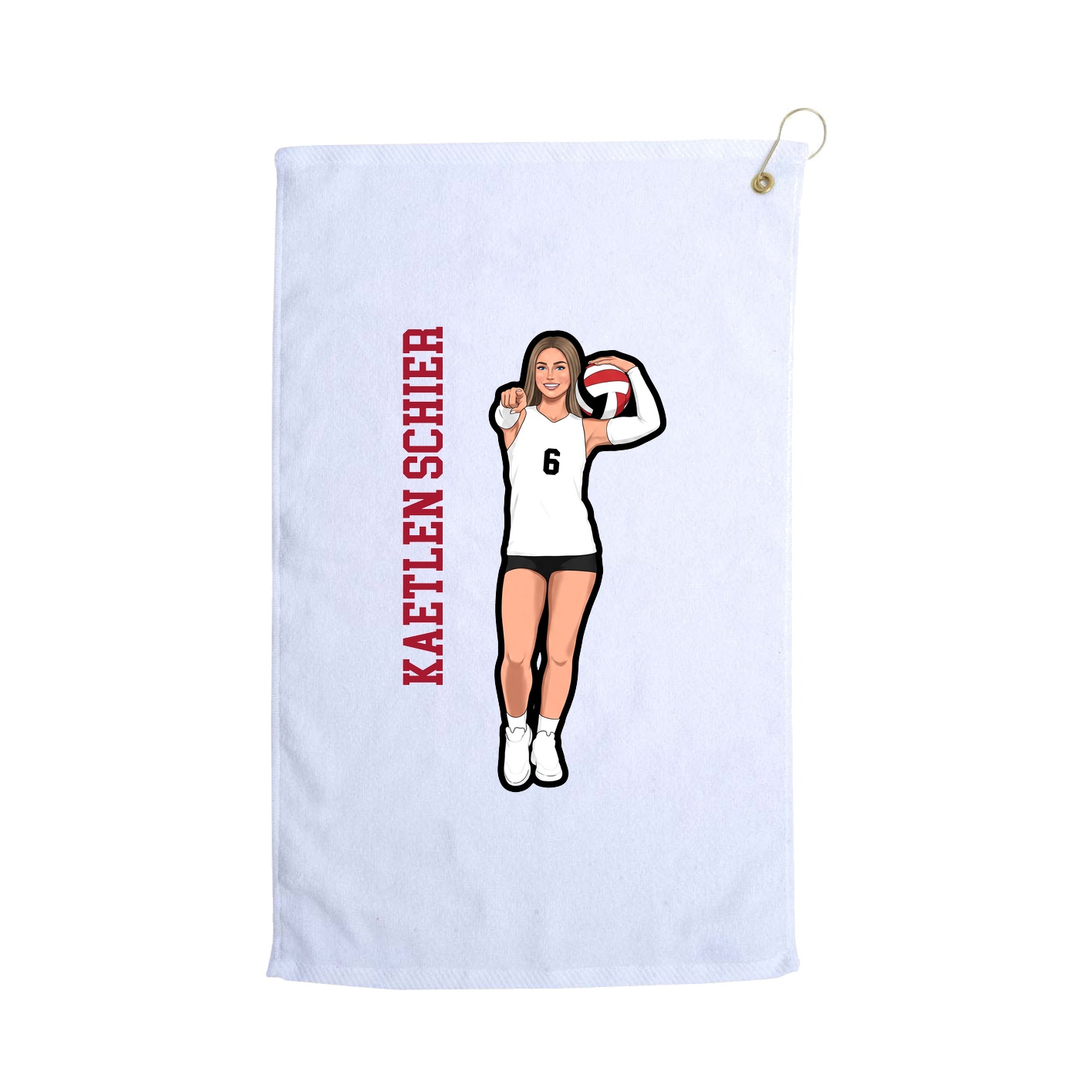 Golf Towel — Name Vertical in White