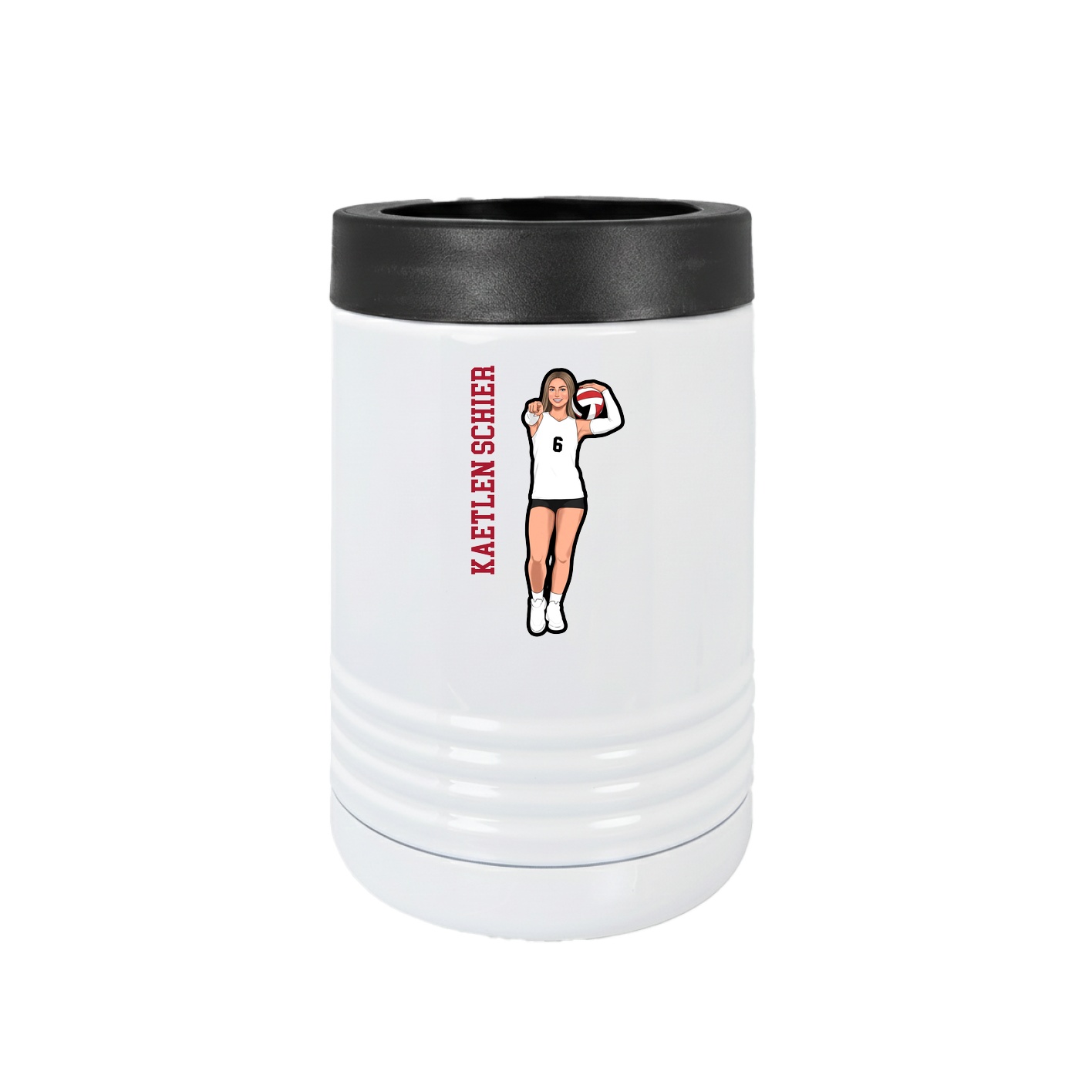 Beverage Holder — Name Vertical in White