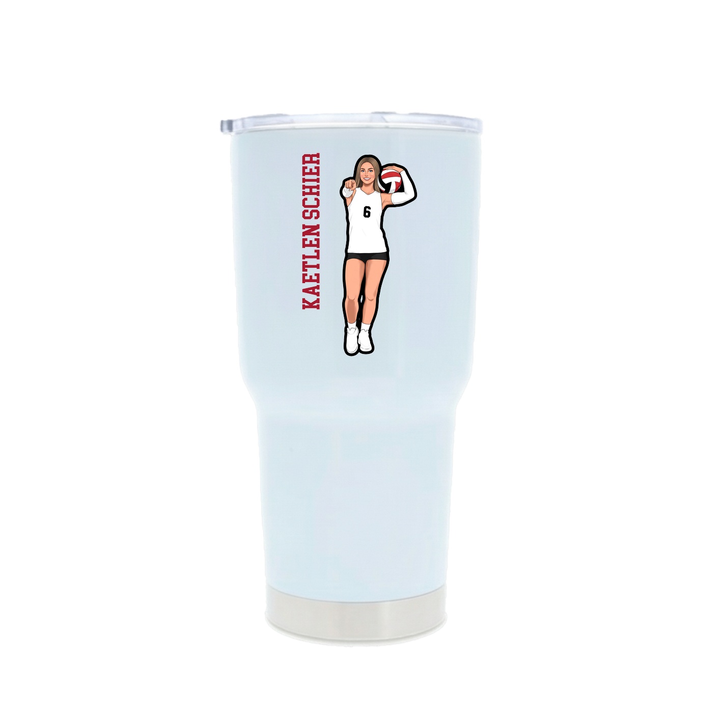 30oz Stainless Steel Tumbler — Name Vertical in White