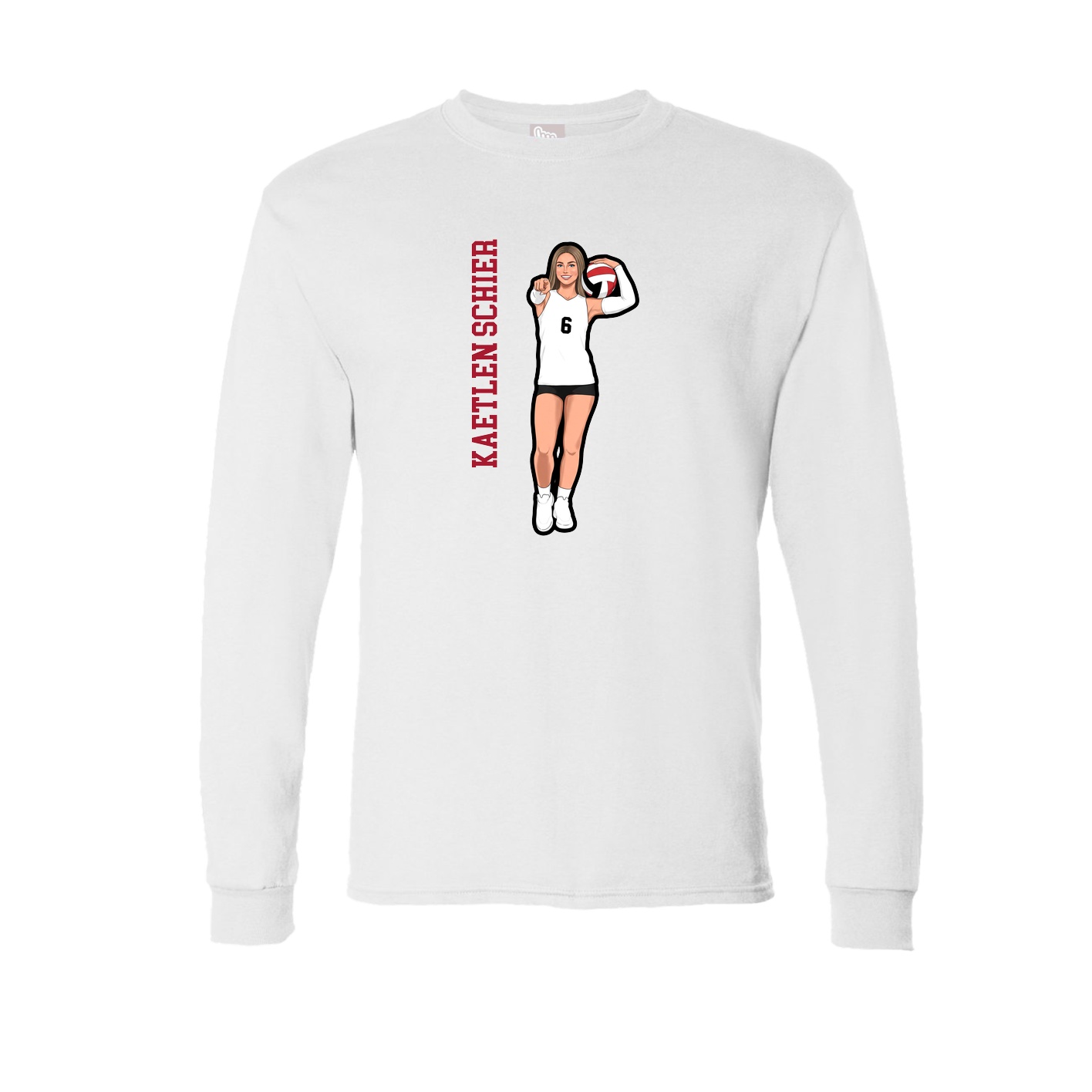 Long Sleeve Tee — Name Vertical in White