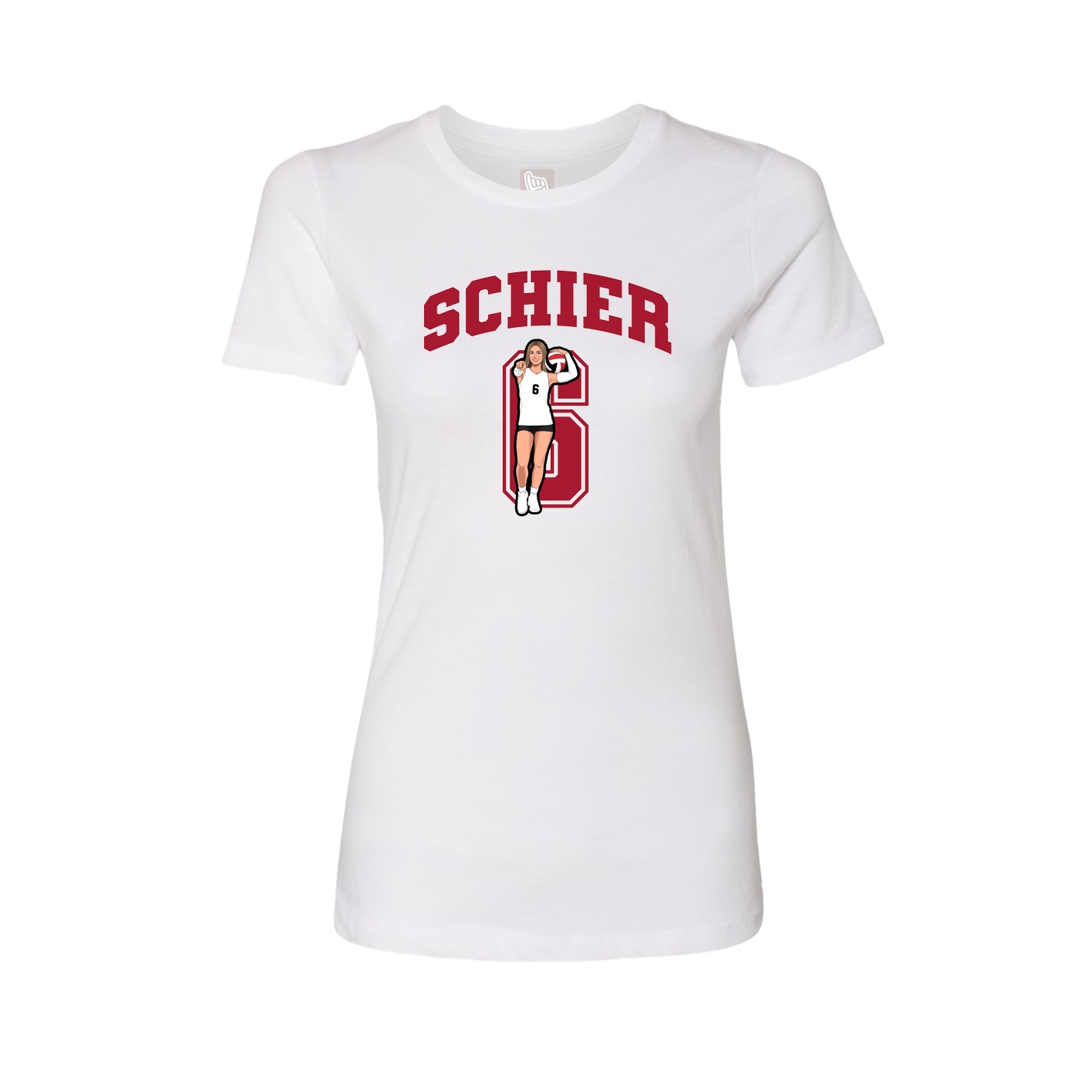 Fitted Women's Tee — Number in White