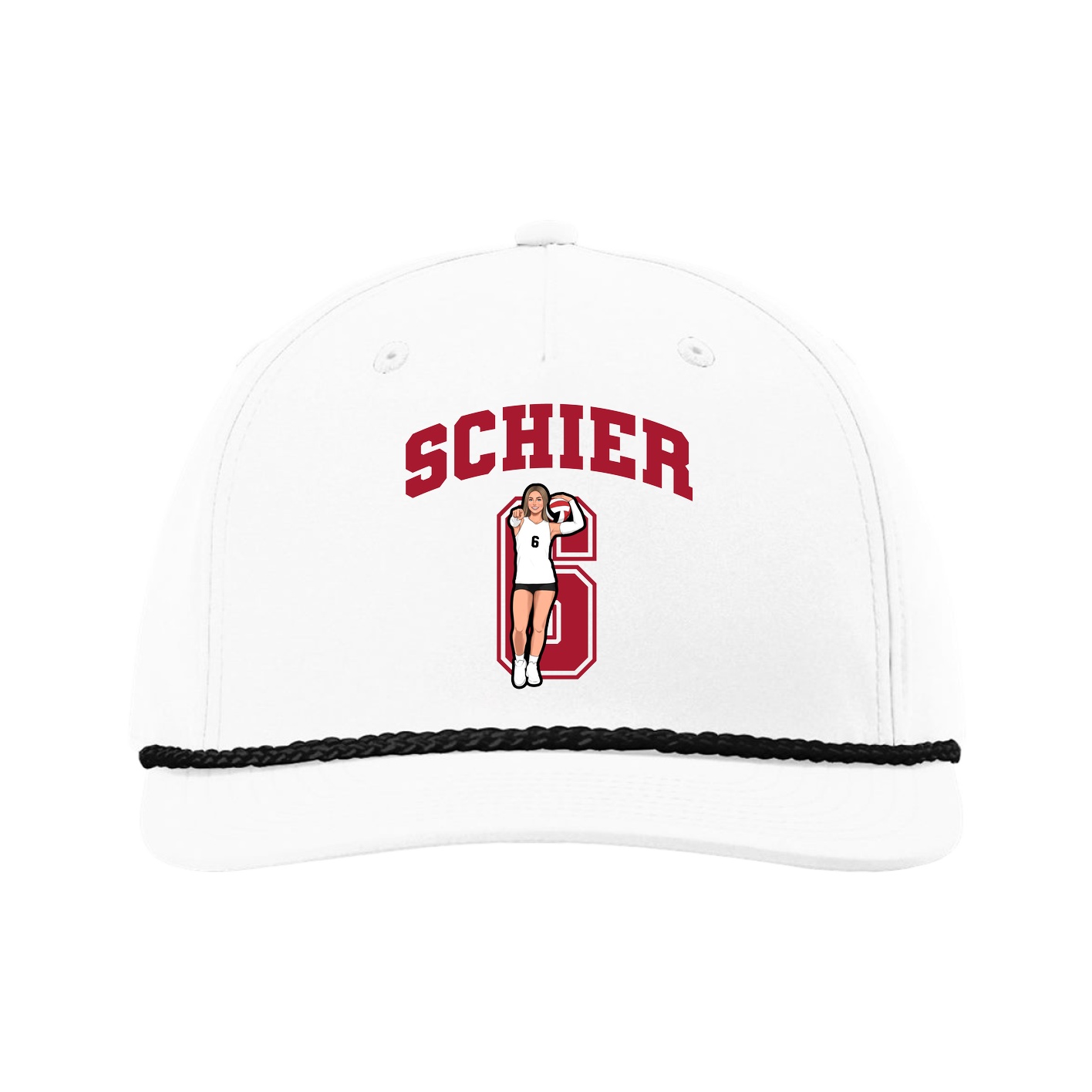 Five-Panel Classic Rope Cap — Number in White