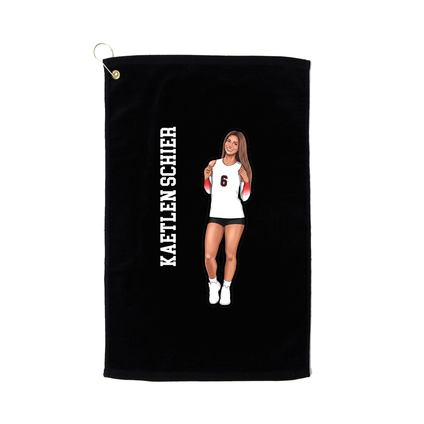 Golf Towel — Name Vertical in Black