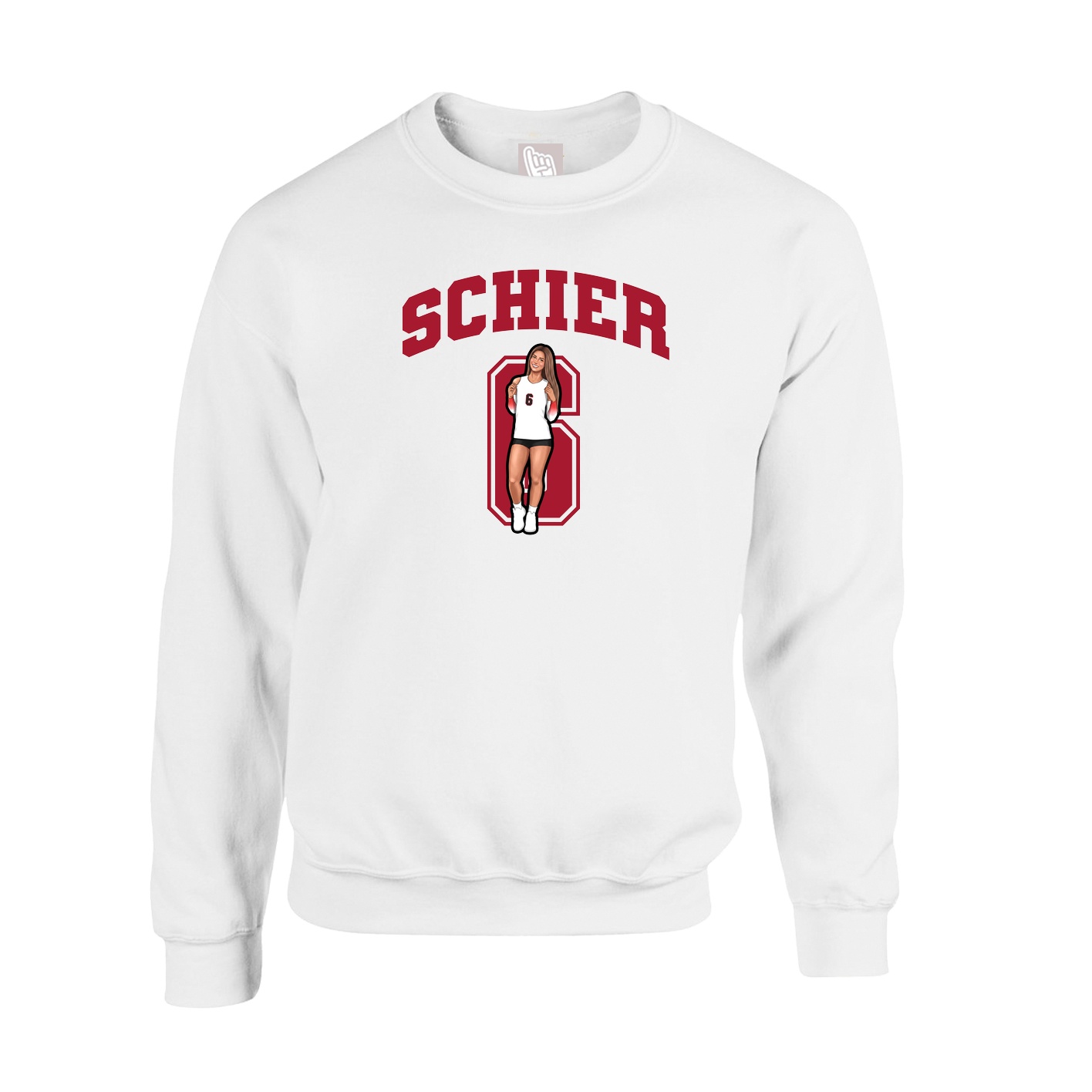 Fleece Crew — Number in White
