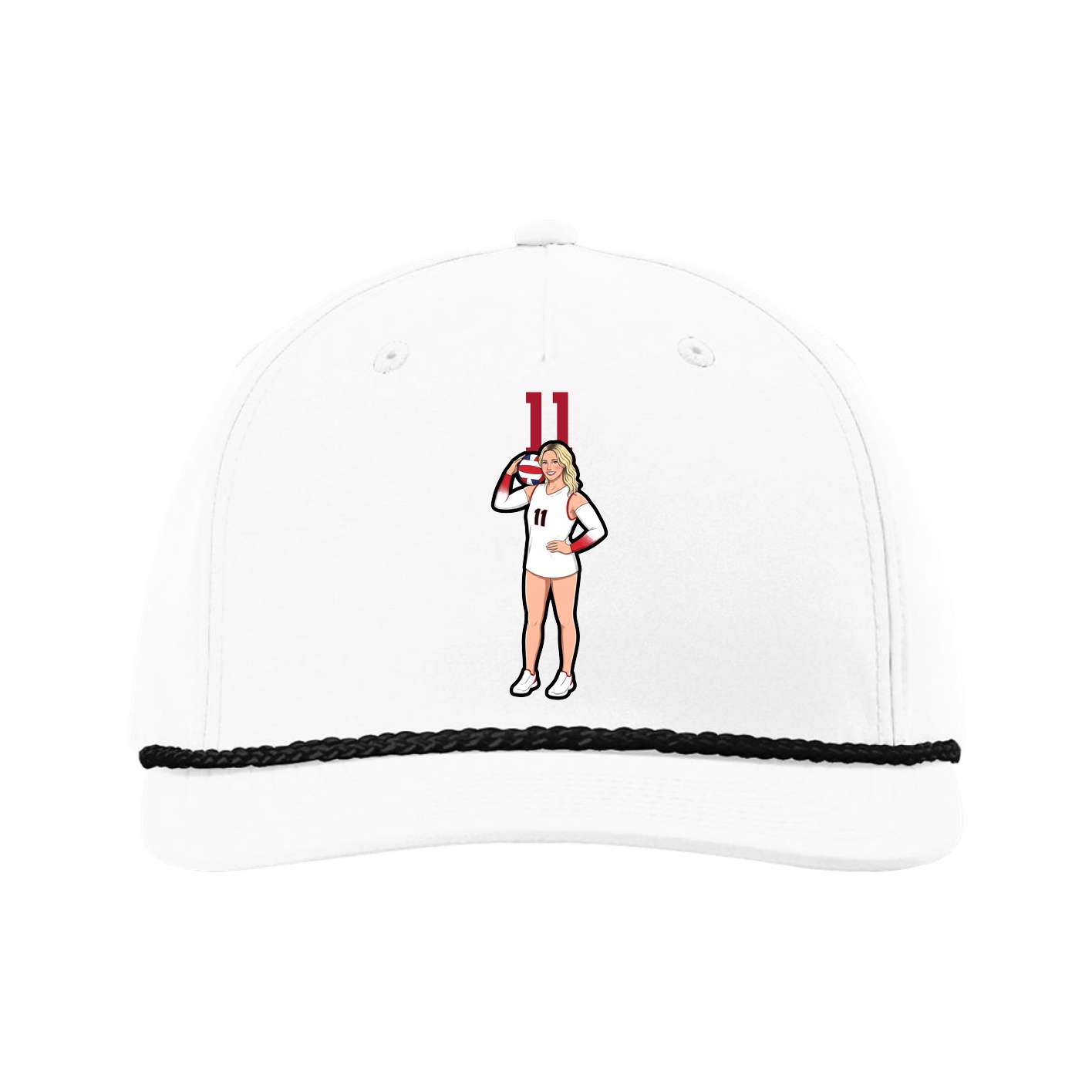 Five-Panel Classic Rope Cap — Number Top in White