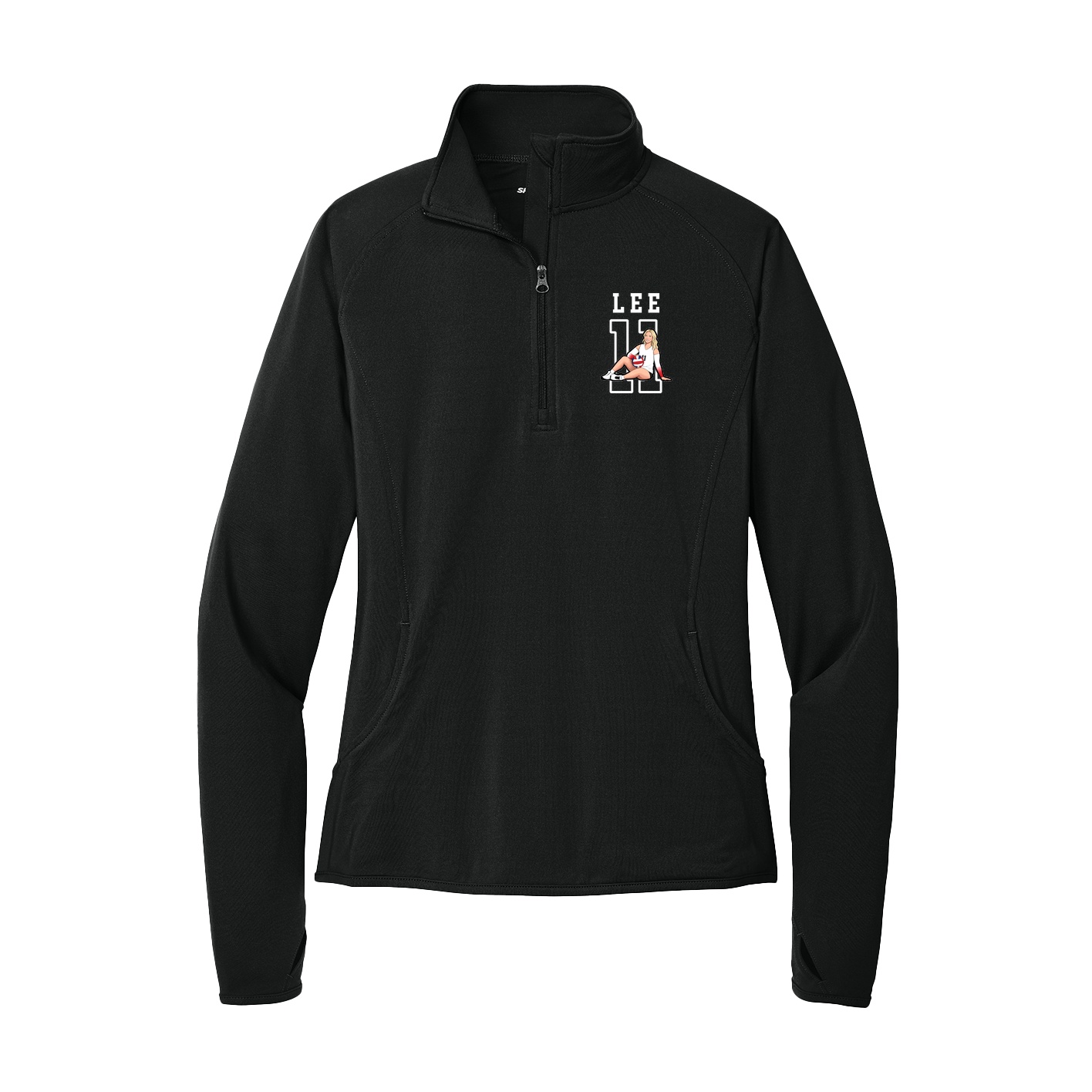 Women's Q-Zip Pullover — Shirsey in Black