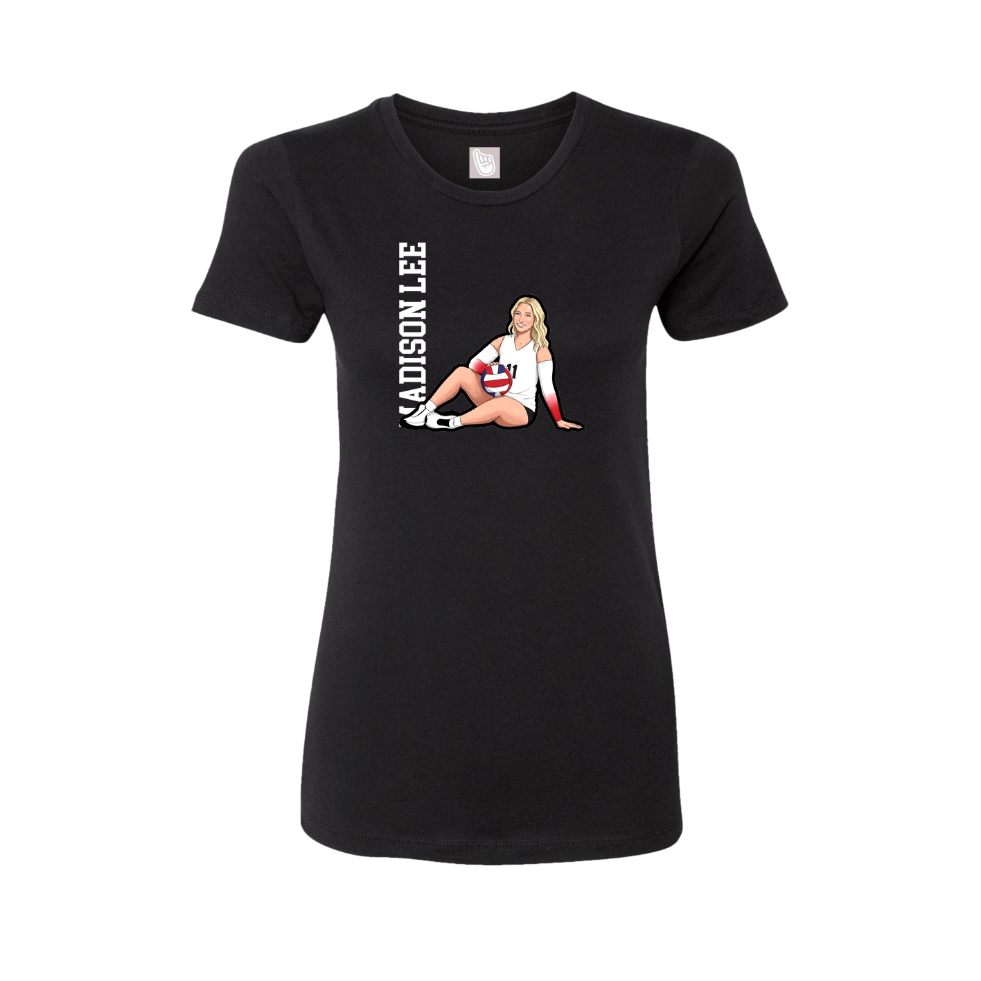 Fitted Women's Tee — Name Vertical in Black