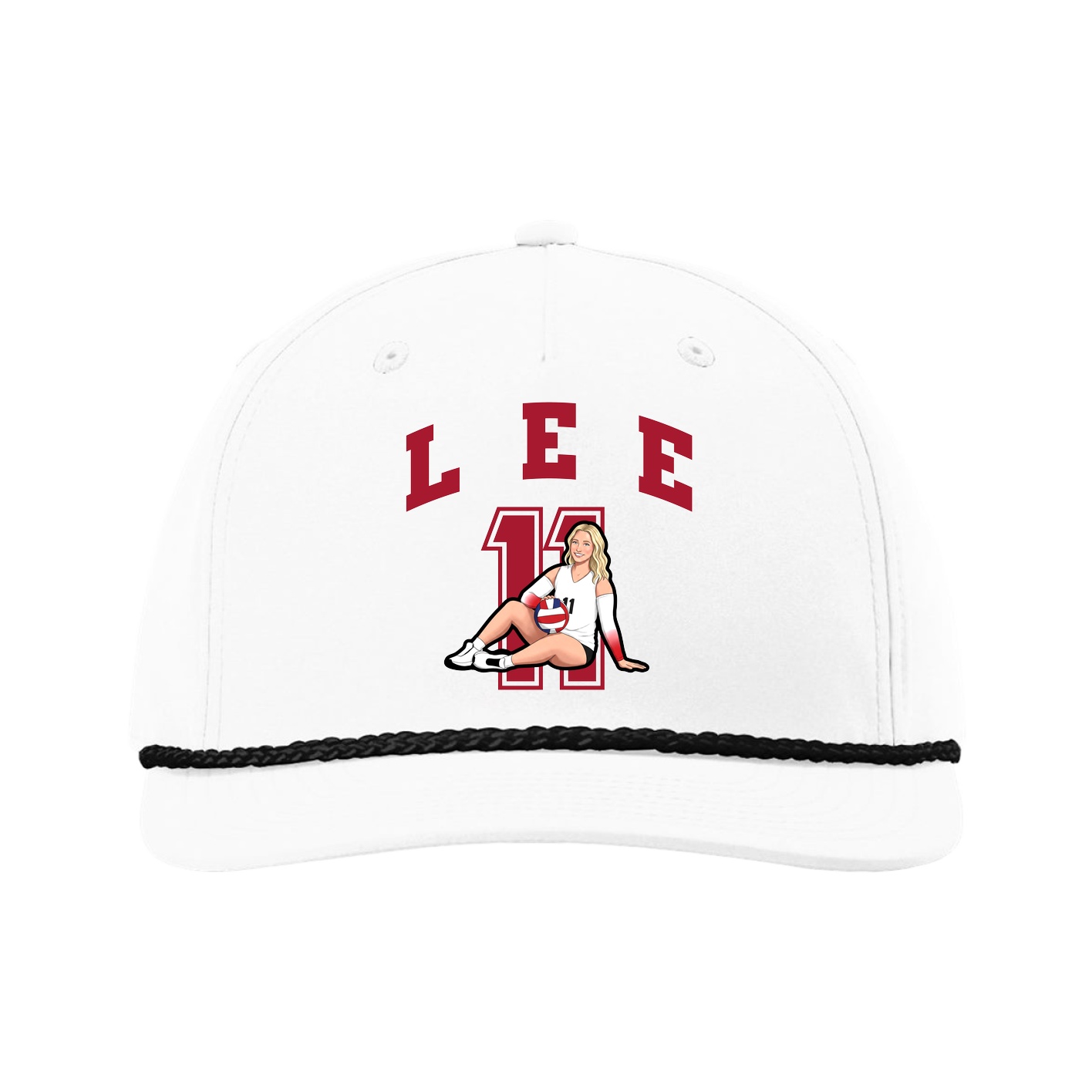 Five-Panel Classic Rope Cap — Number in White