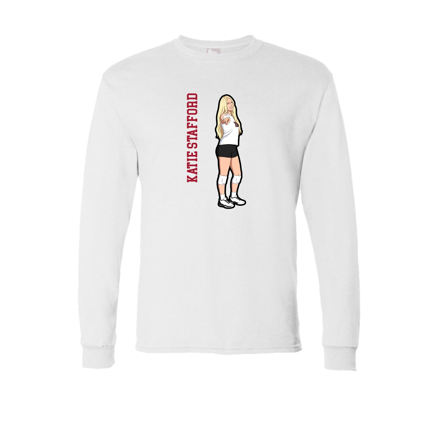 Long Sleeve Tee — Name Vertical in White