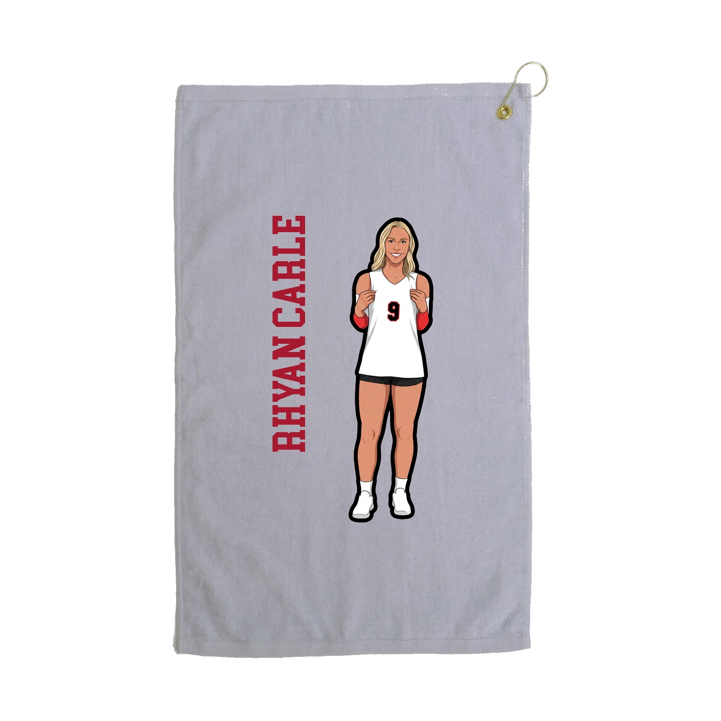 Golf Towel — Name Vertical in Grey