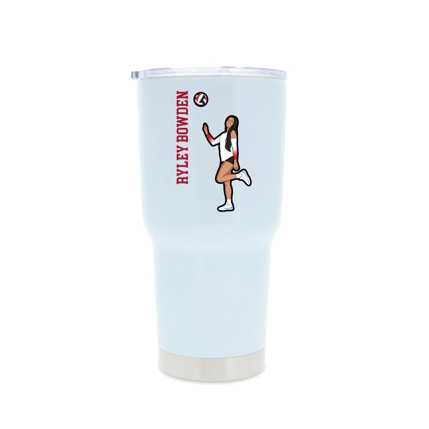 30oz Stainless Steel Tumbler — Name Vertical in White
