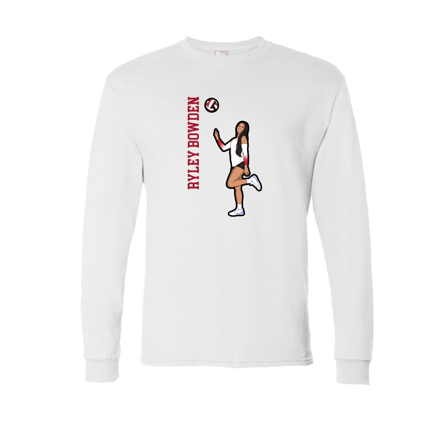 Long Sleeve Tee — Name Vertical in White