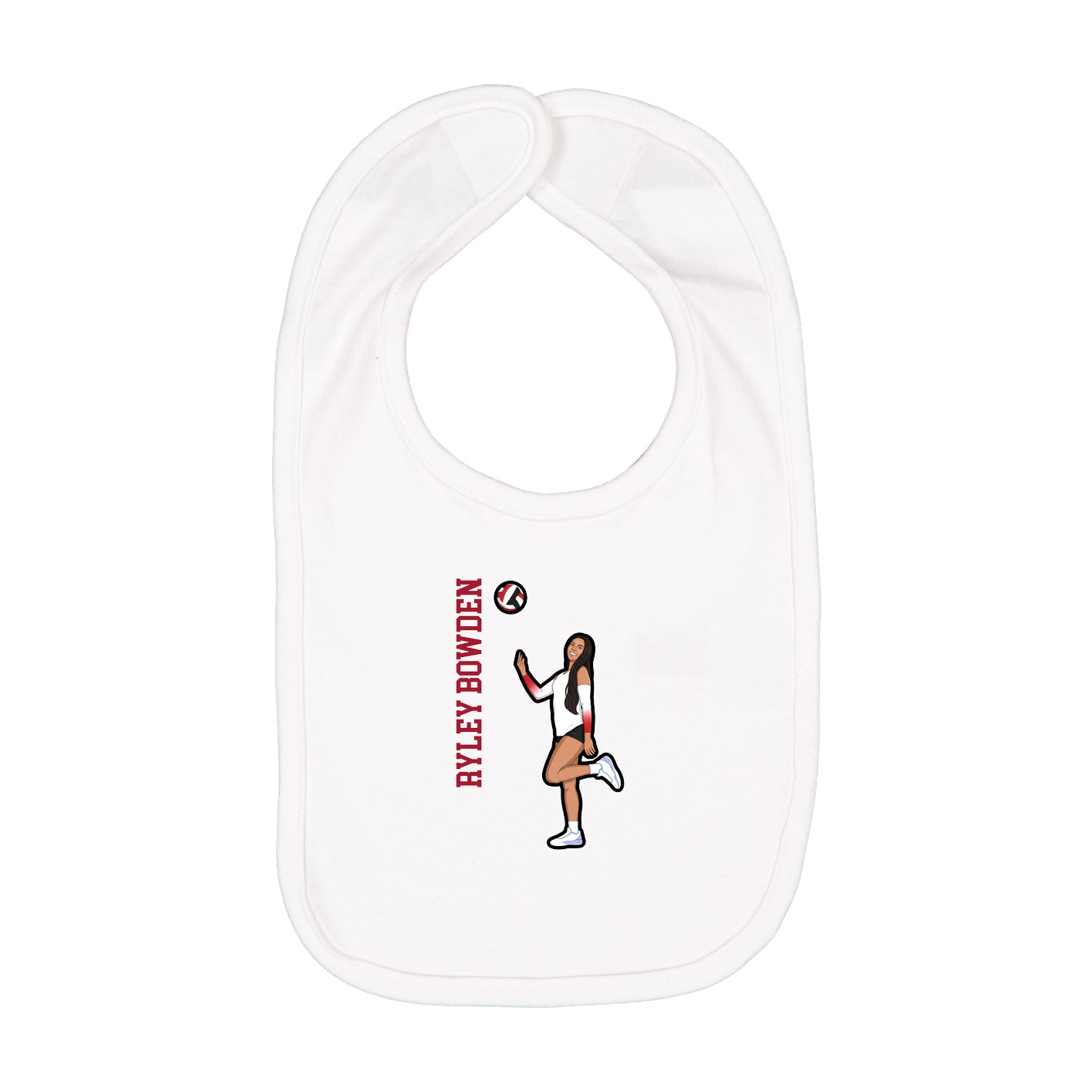 Infant Bib — Name Vertical in White